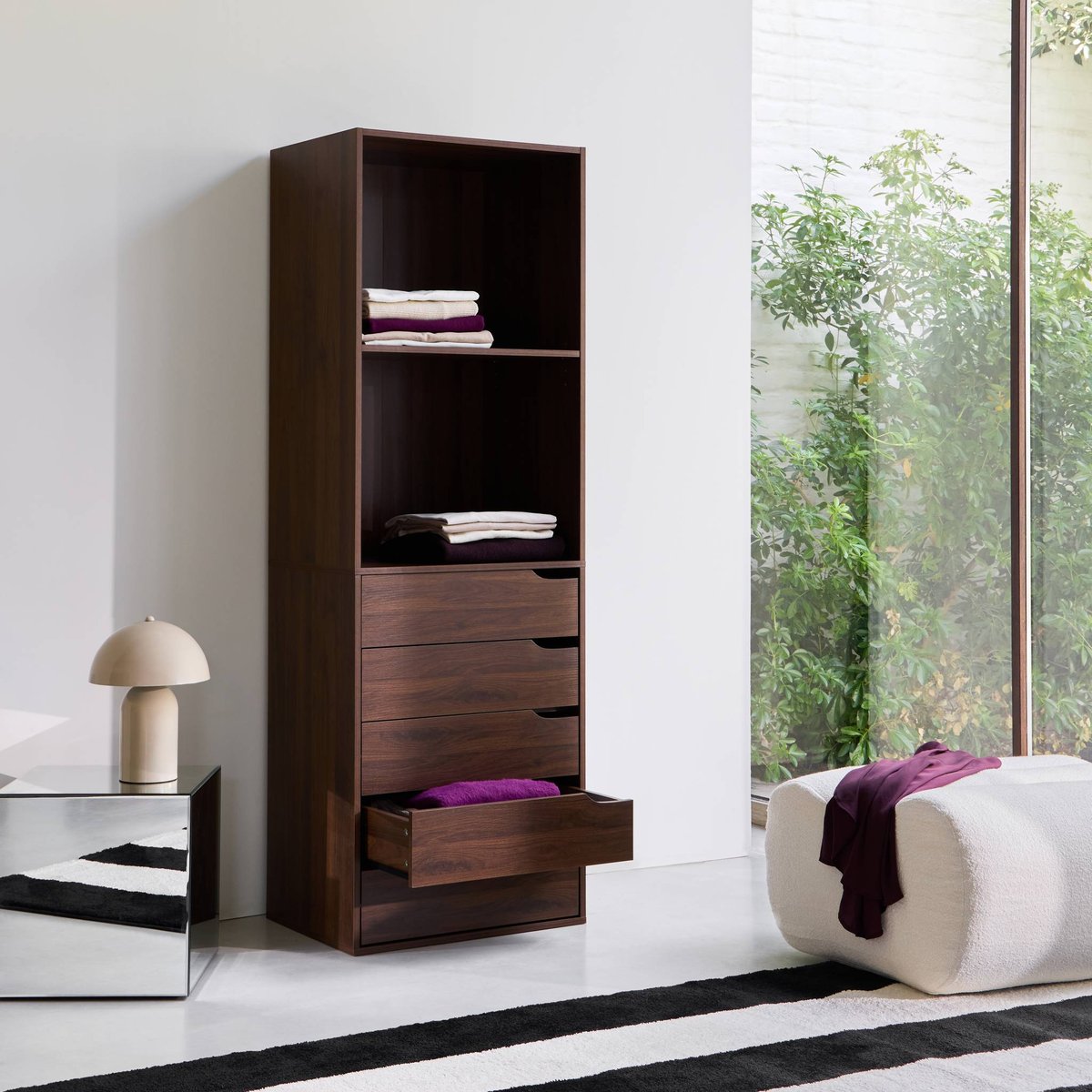 Module dressing décor bois 5 tiroirs 2 étagères NEPAL naturel, SWEEEK