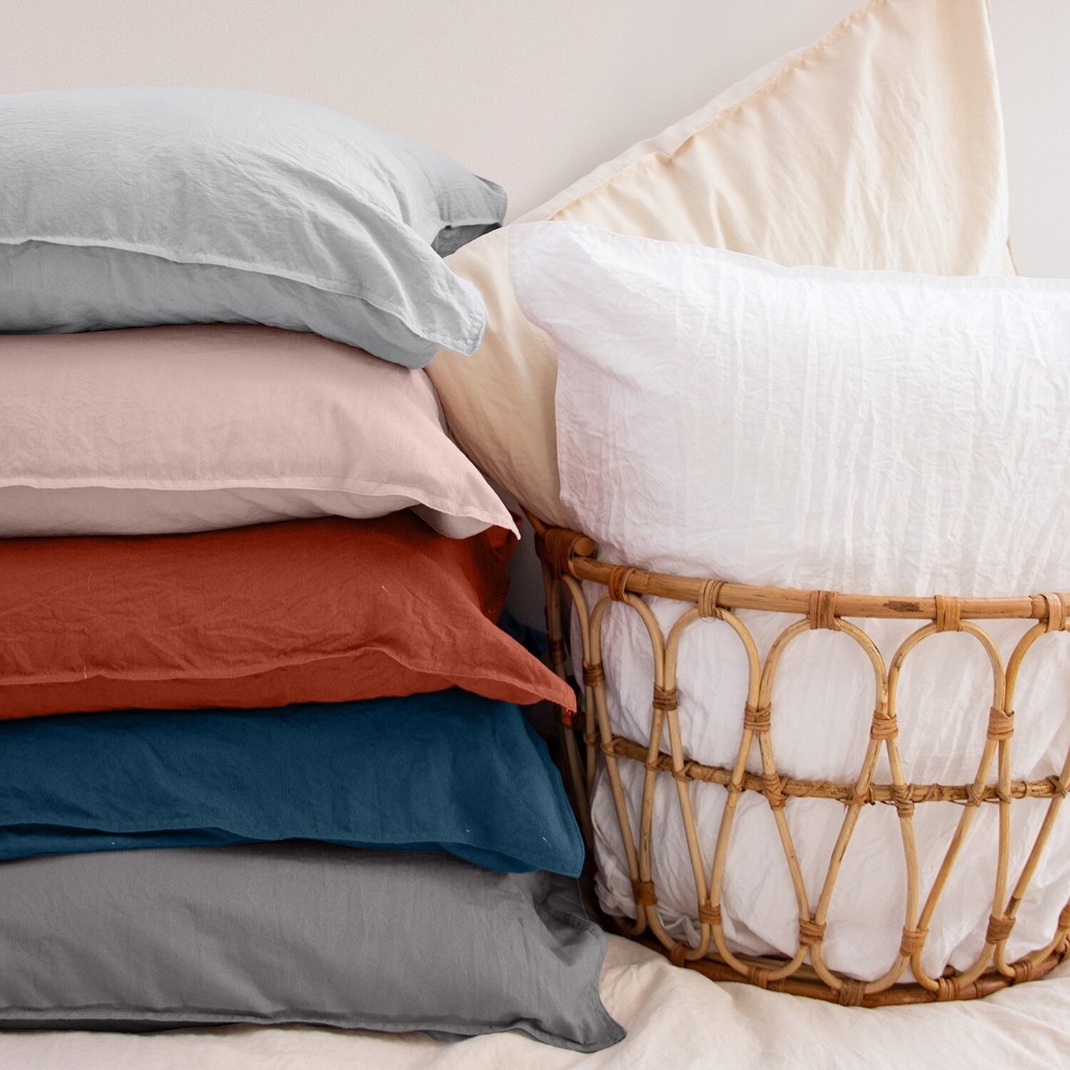 Parure housse de couette en microfibre lavée unie, AVY gris clair, C DESIGN HOME TEXTILE