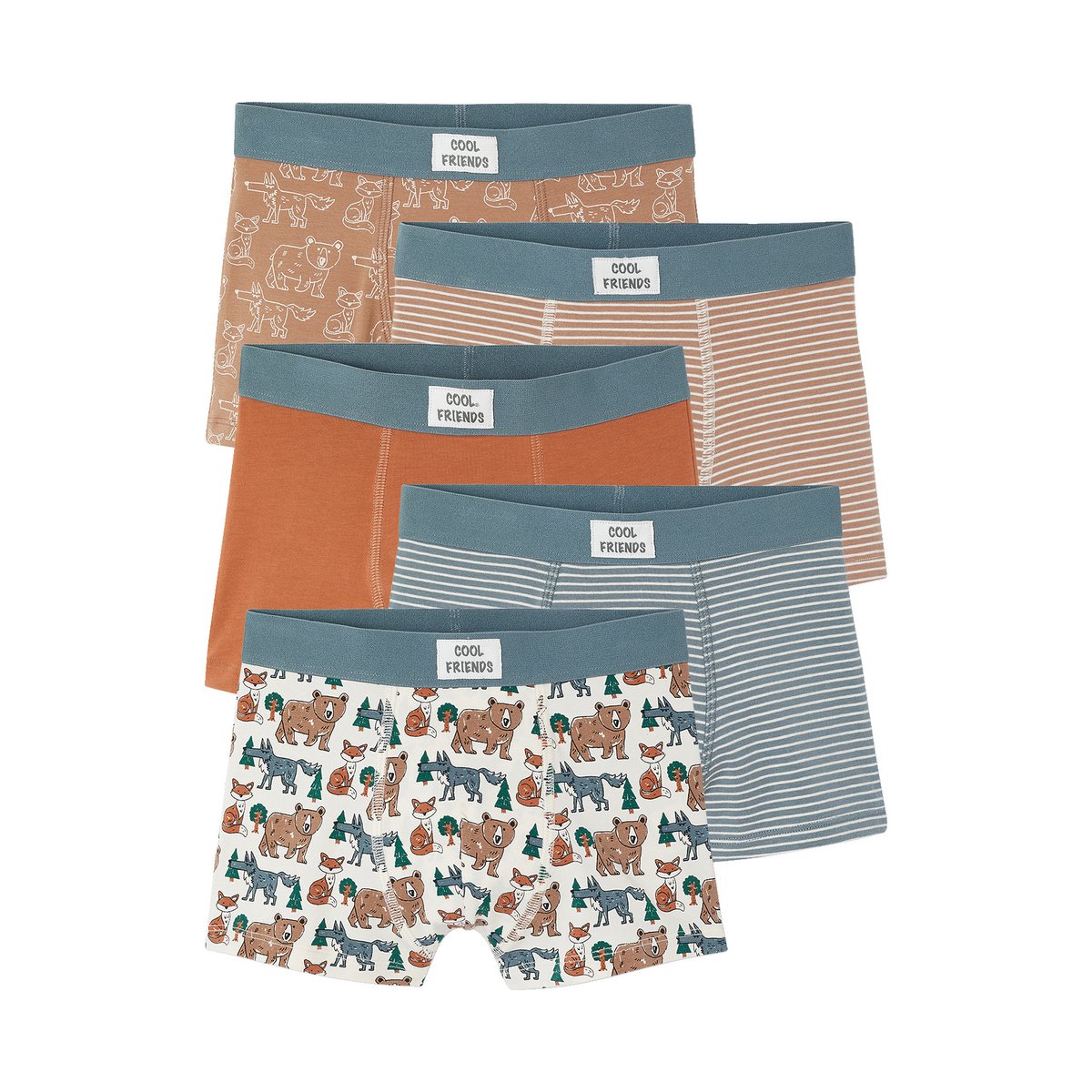 Lot de 5 boxers beige, VERTBAUDET