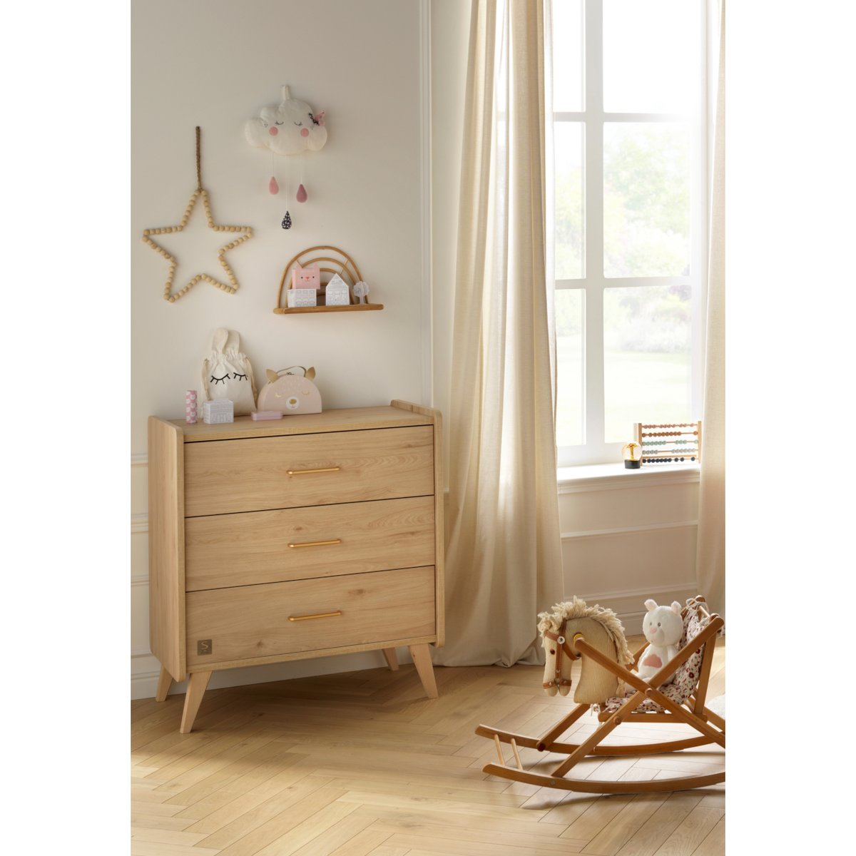 Commode 3 tiroirs marron, SAUTHON