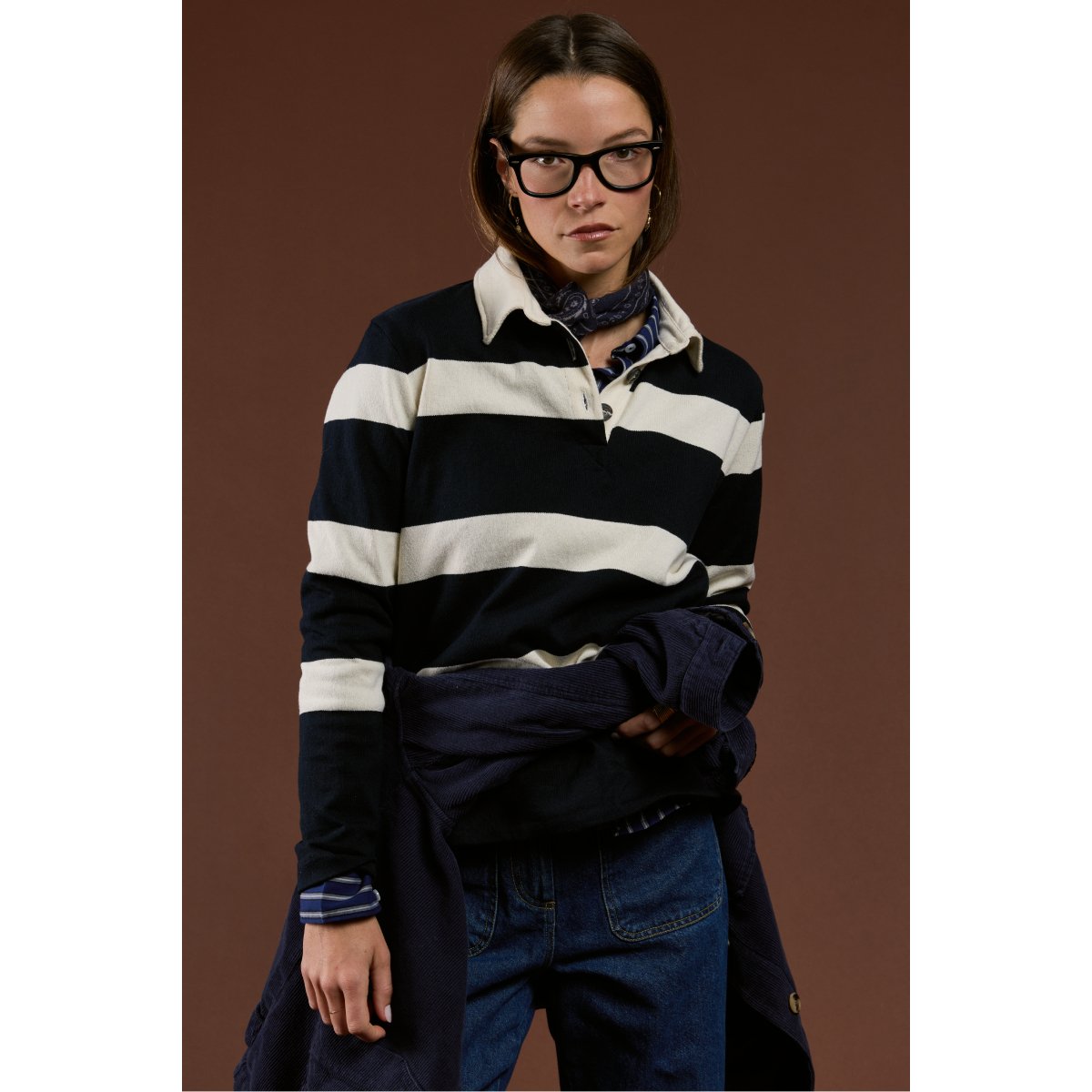 Polo rayé Héritage - coton open-end rich navy/nature, ARMOR-LUX