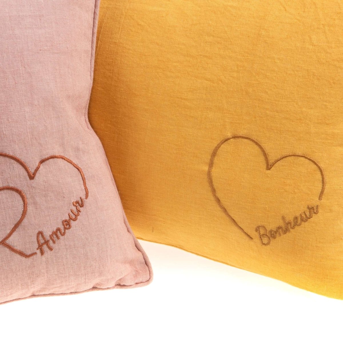 Coussin cœur brodé 40 x 60 cm (lot de 2) rose, AMADEUS