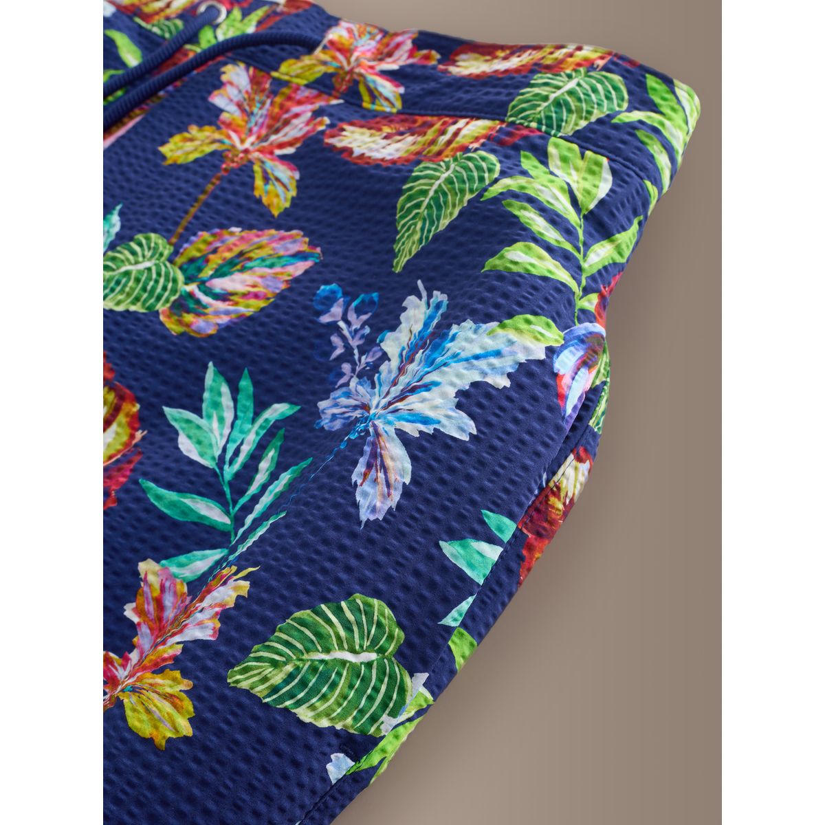 Short de bain 13 cm en seersucker à fleurs signature bleu marine, NEXT