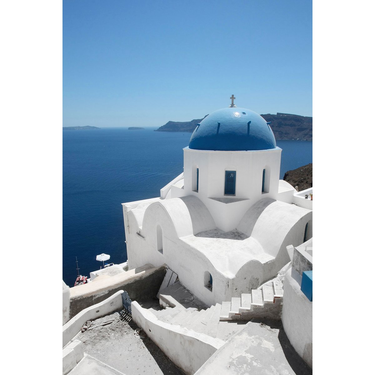 Tableau dôme bleu santorin tableau alu dibond, HEXOA