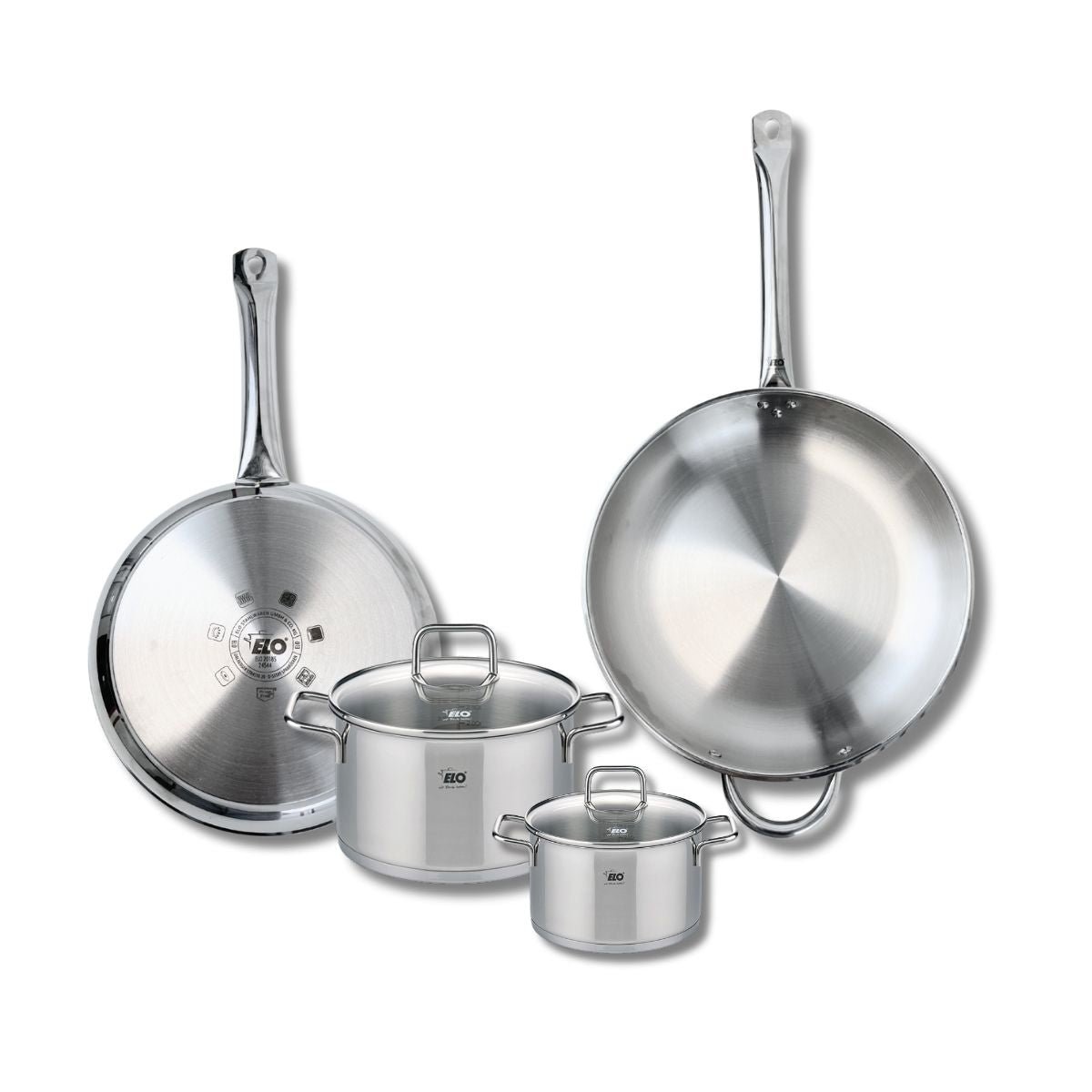 Batterie 2 poêles 28/32cm + 2 faitouts 14/20cm PROFI CITRIN inox, ELO