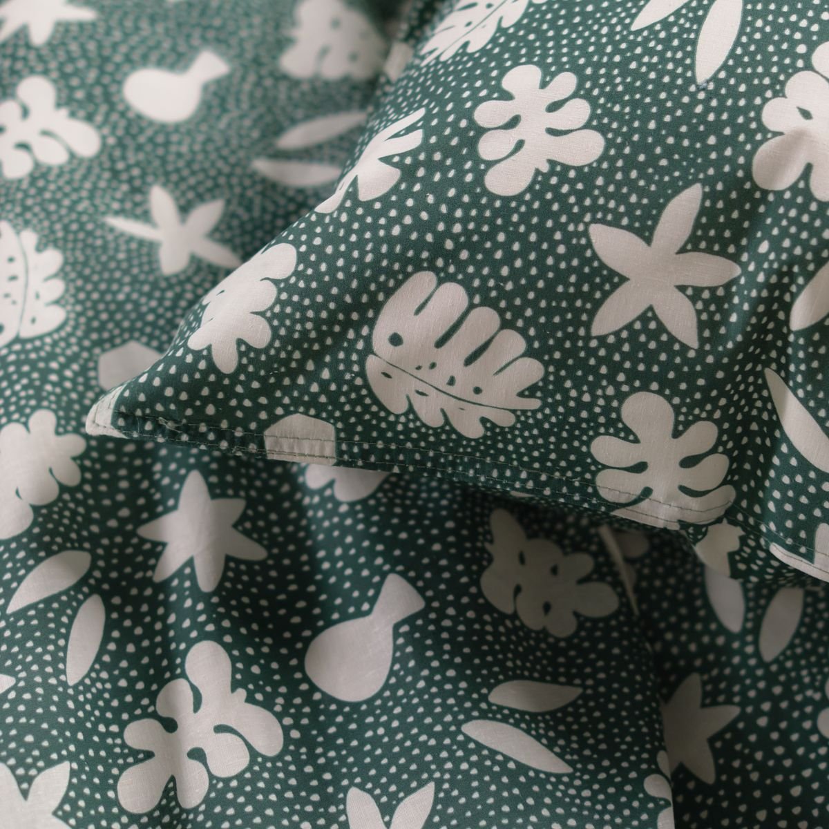 Parure de lit imprimé floral coton SUNSHINE AGATHE vert, TODAY