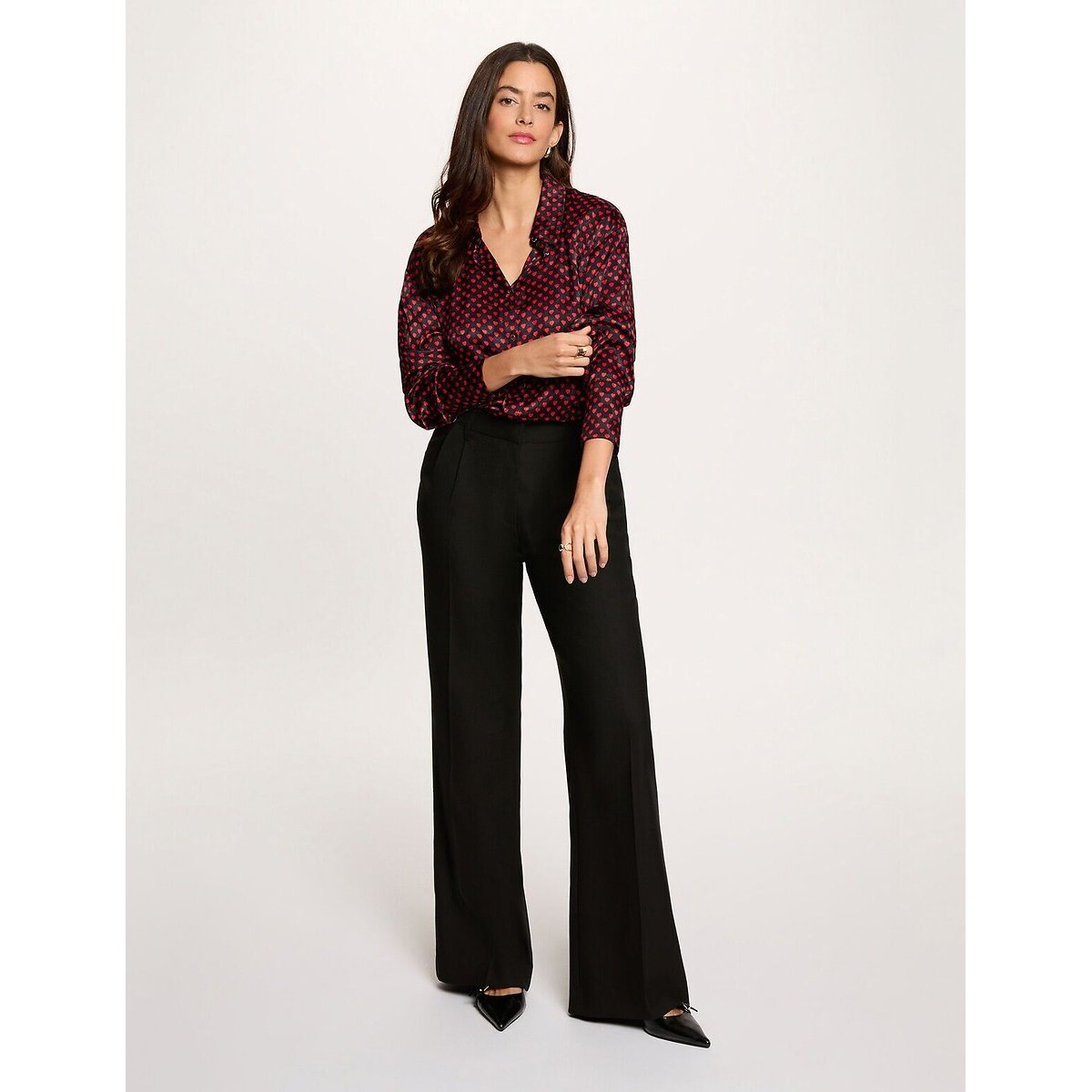 Pantalon loose, large noir, MORGAN