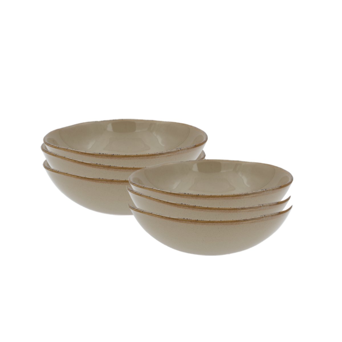 Lot de 6 assiettes creuses, DUNE beige, ARTIME
