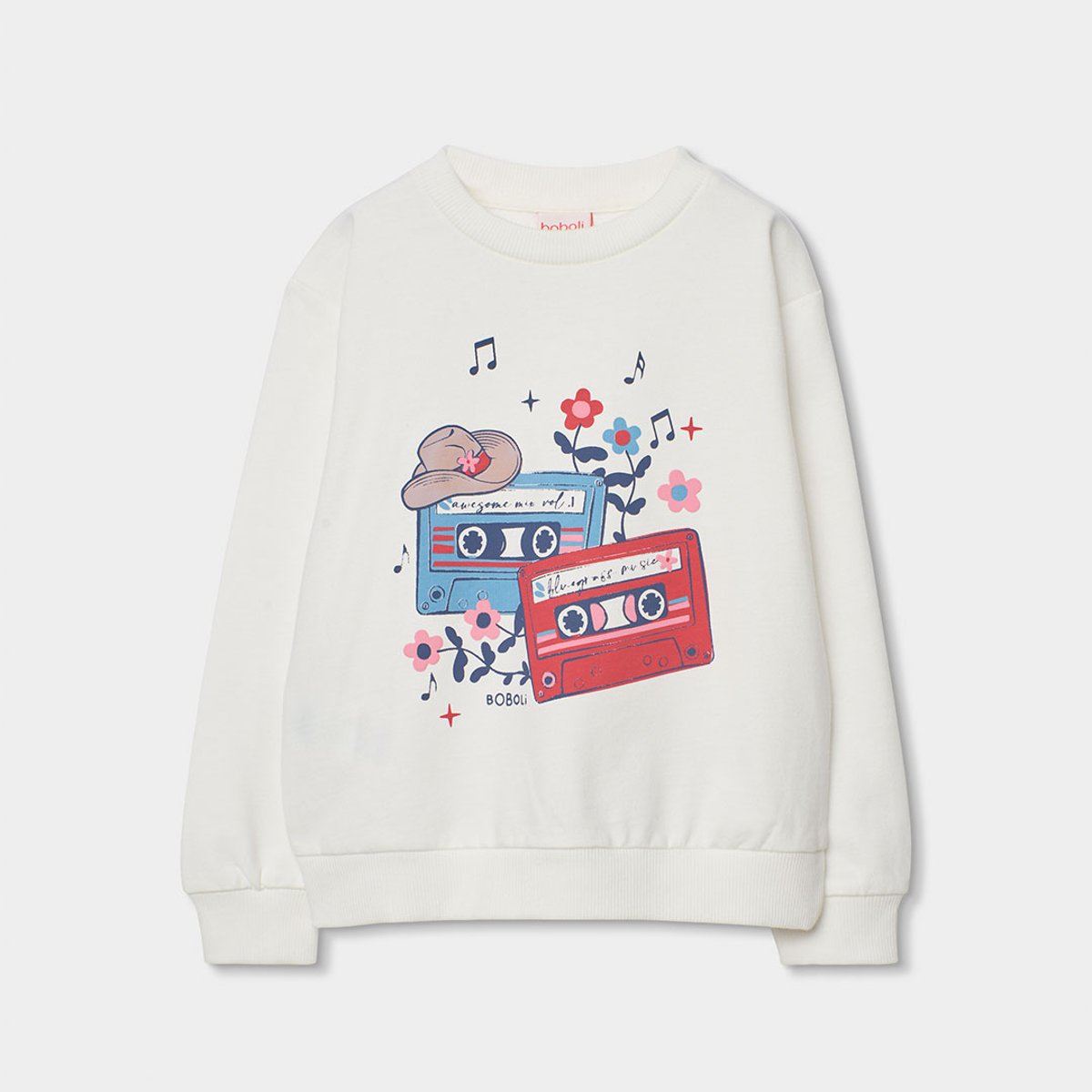 Ensemble à manches longues en coton imprimé blanc, BOBOLI