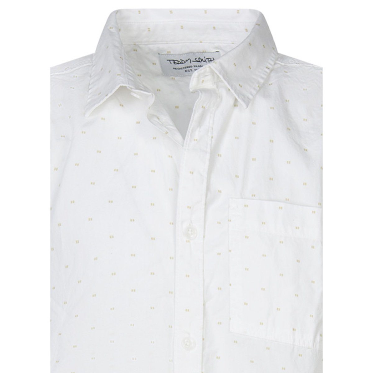 Chemise en coton blanche à motifs géométriques et coupe ajustée blanche, TEDDY SMITH