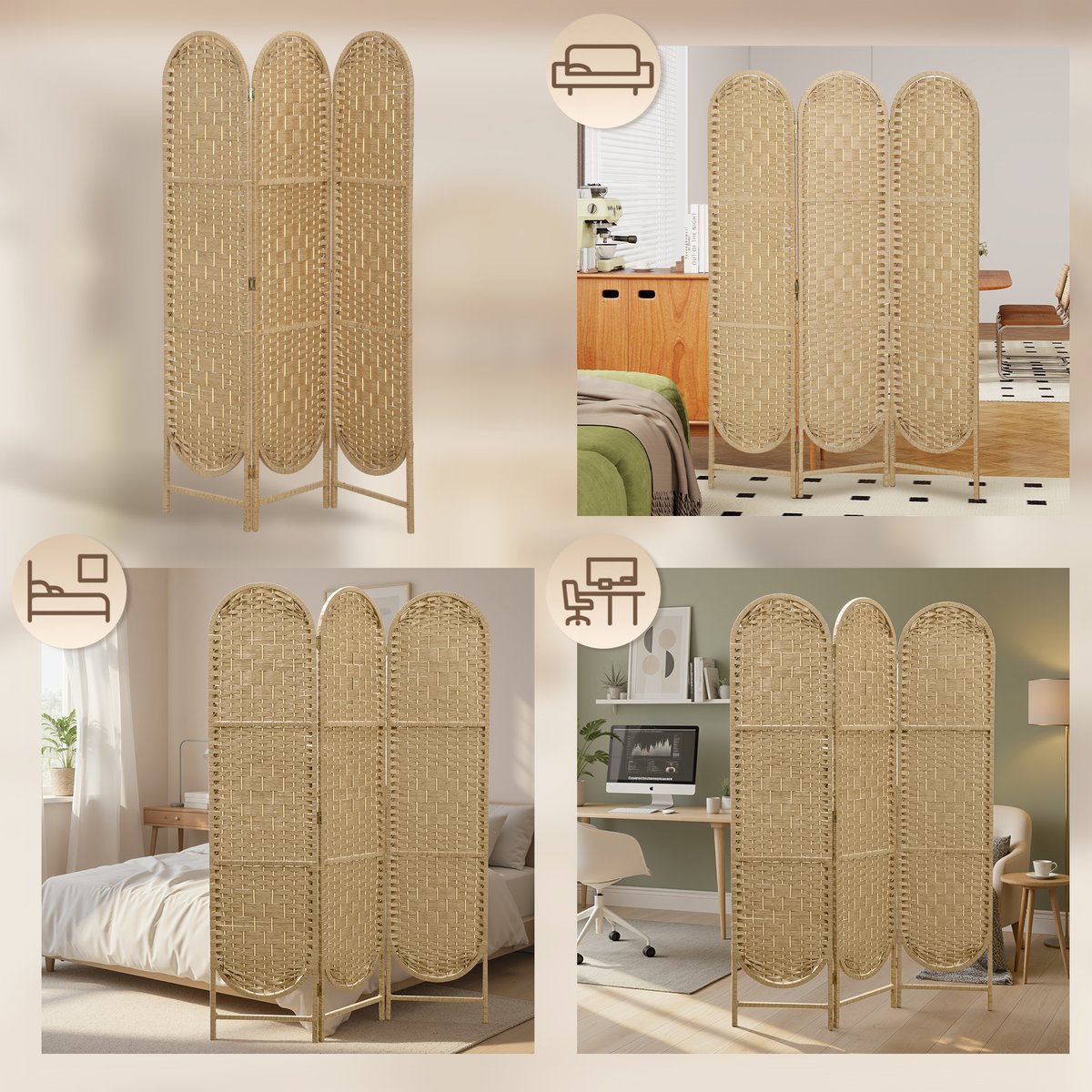 Cloison de séparation Bois de pin Bois beige, HOMCOM