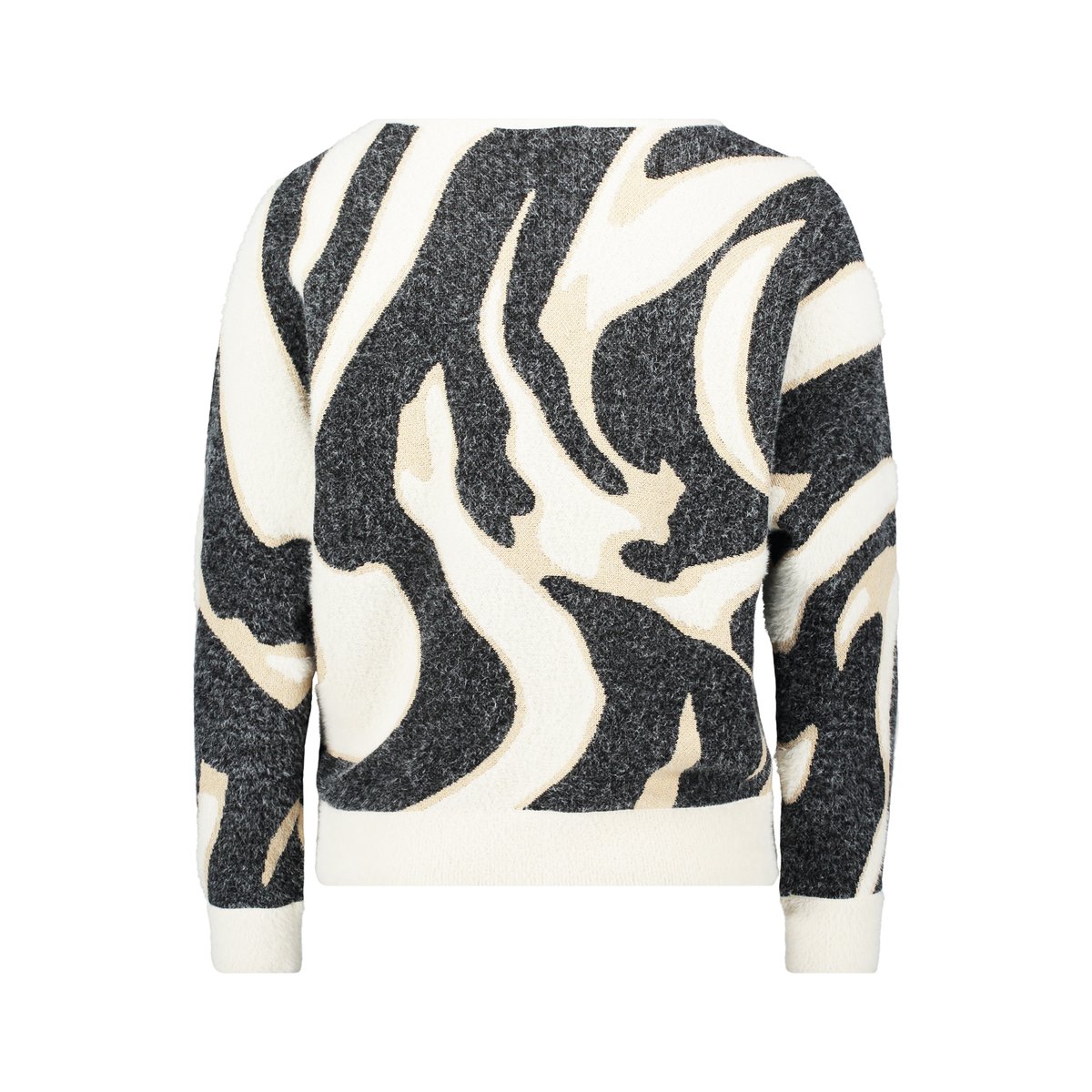 Pull-over en maille à bordures côtelées blanc/noir, BETTY & CO