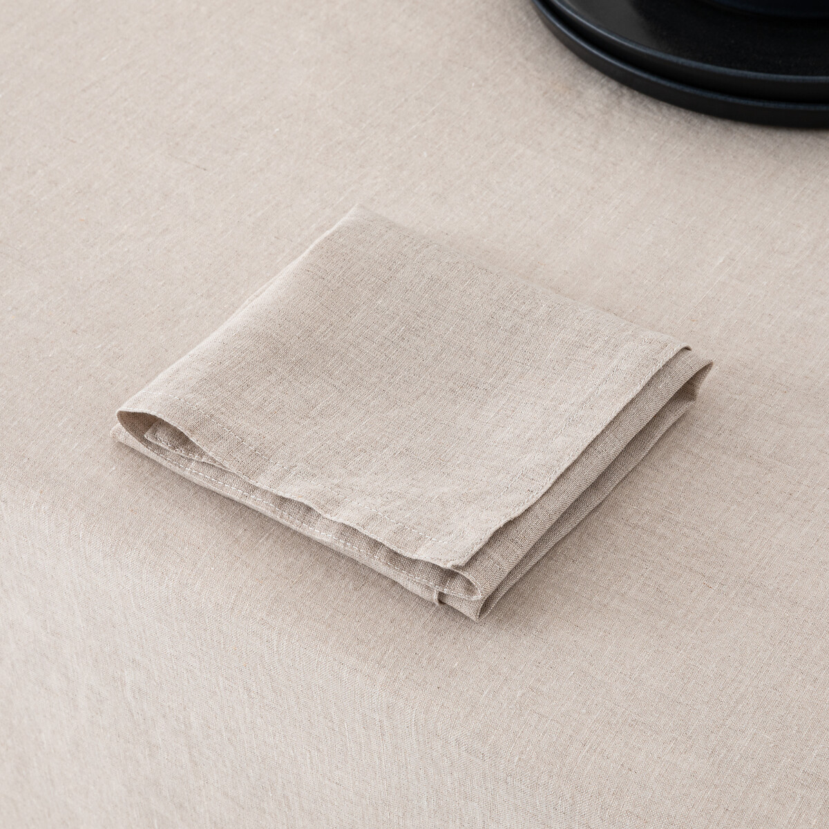 Lot de 4 serviettes de table lin lavé Victorine naturel, LA REDOUTE INTERIEURS