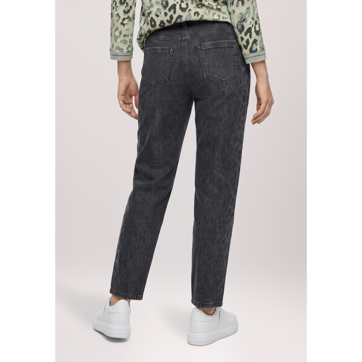 Pantalon casual à imprimé léopard dark grey denim, BETTY BARCLAY