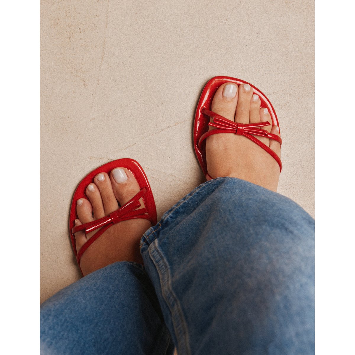 Sandales NILU cuir plissé verni rouge, ODAJE