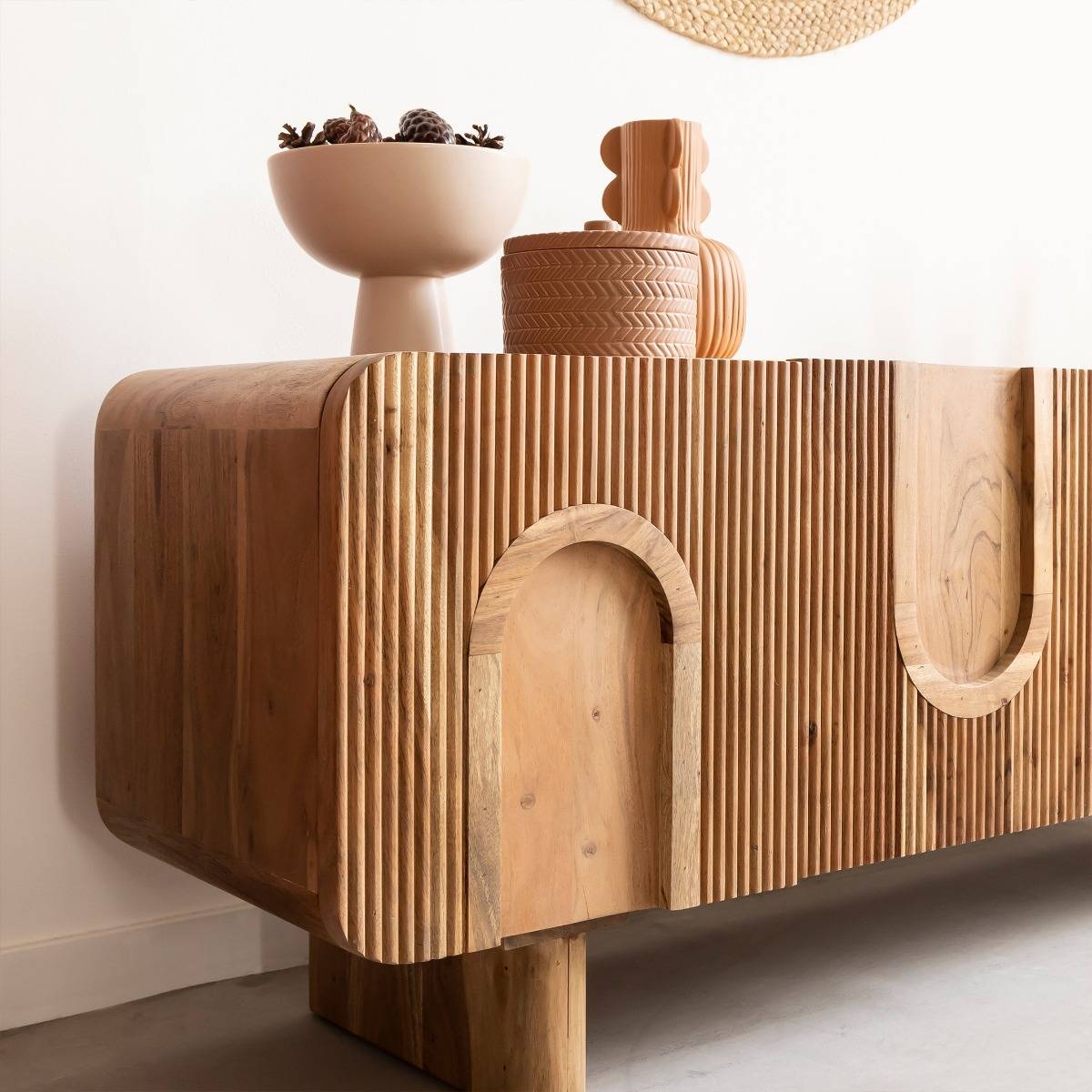 Meuble TV en bois d'acacia TILIO bois foncé, MADE IN MEUBLES