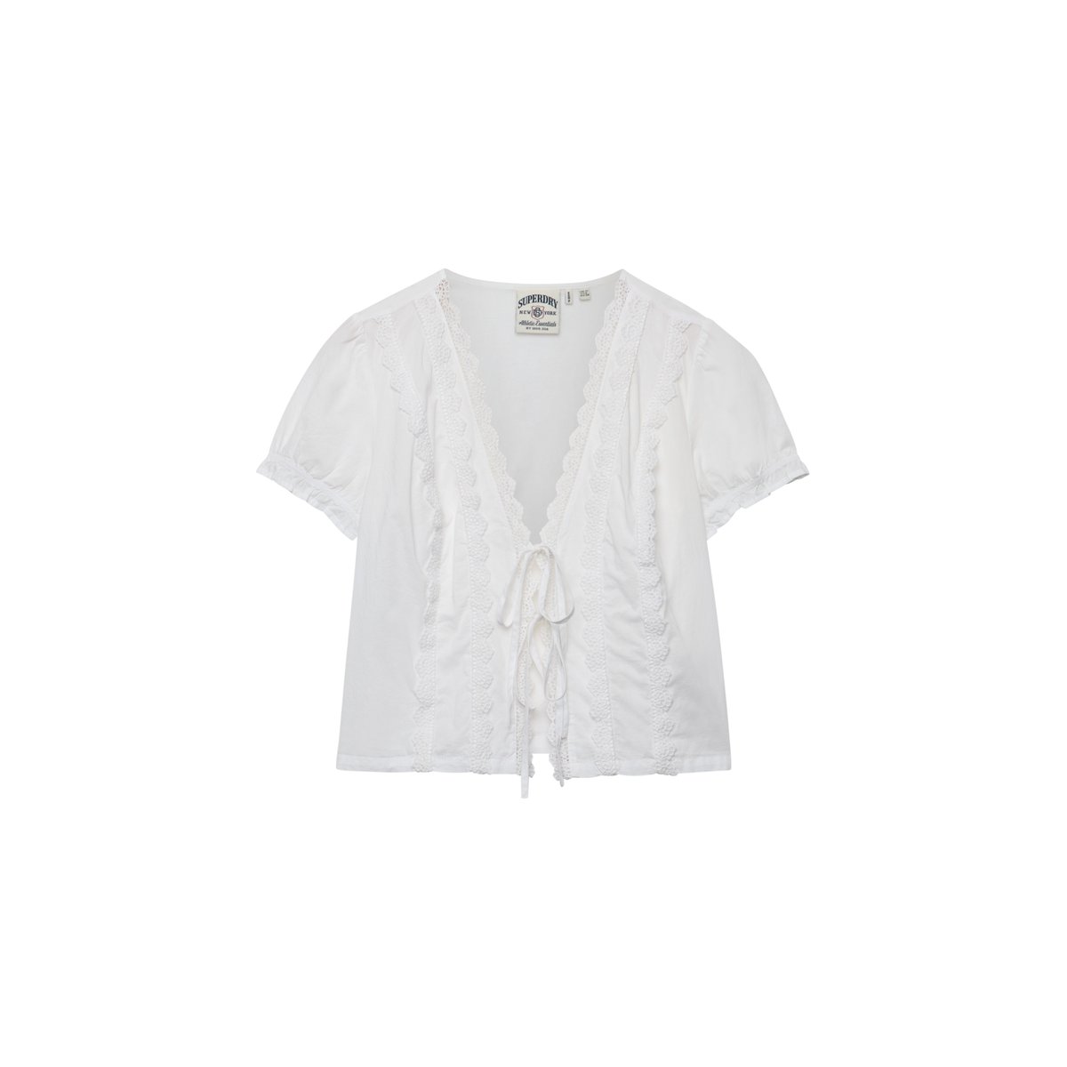 Blouse à Liens avec Bordure en Dentelle optic, SUPERDRY