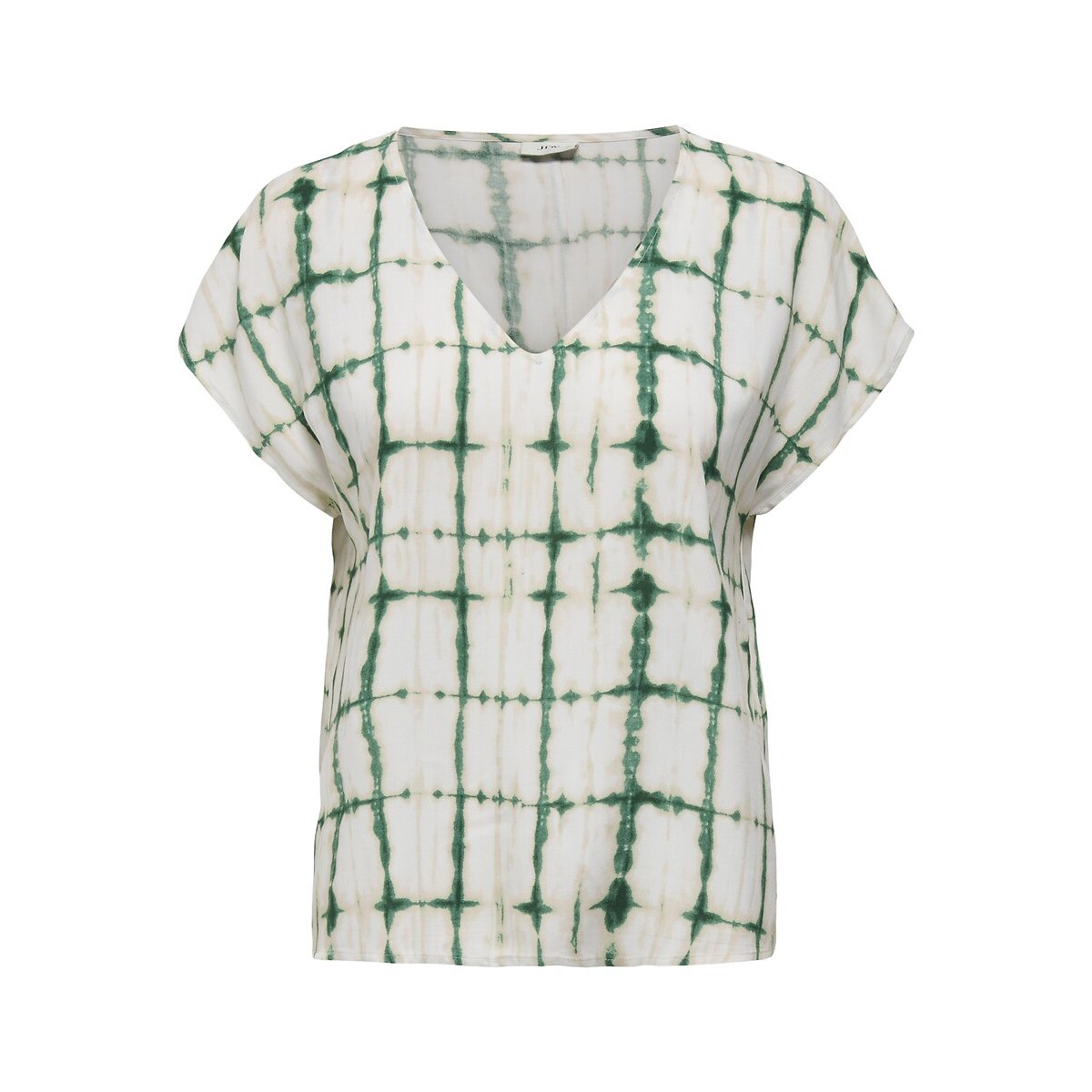 Blusa de manga corta, cuello de pico blanco/azul, JDY