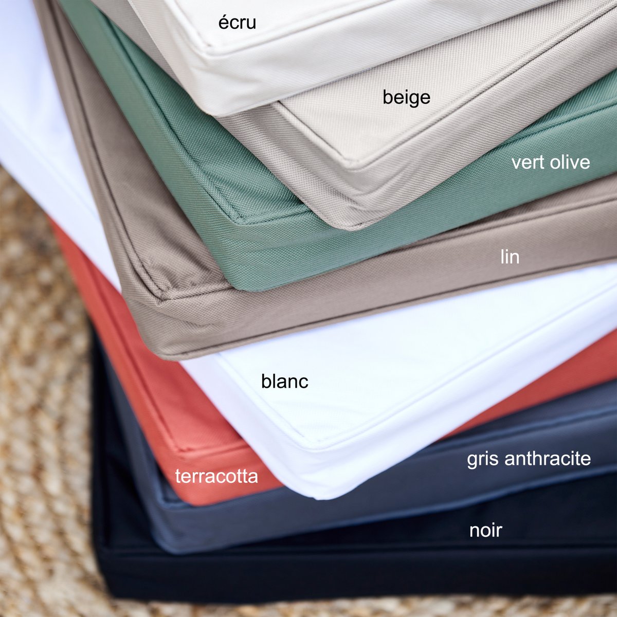 Galette de chaise extérieur imperméable et déhoussable MINORQUE - QABANE gris perle, HOME MAISON