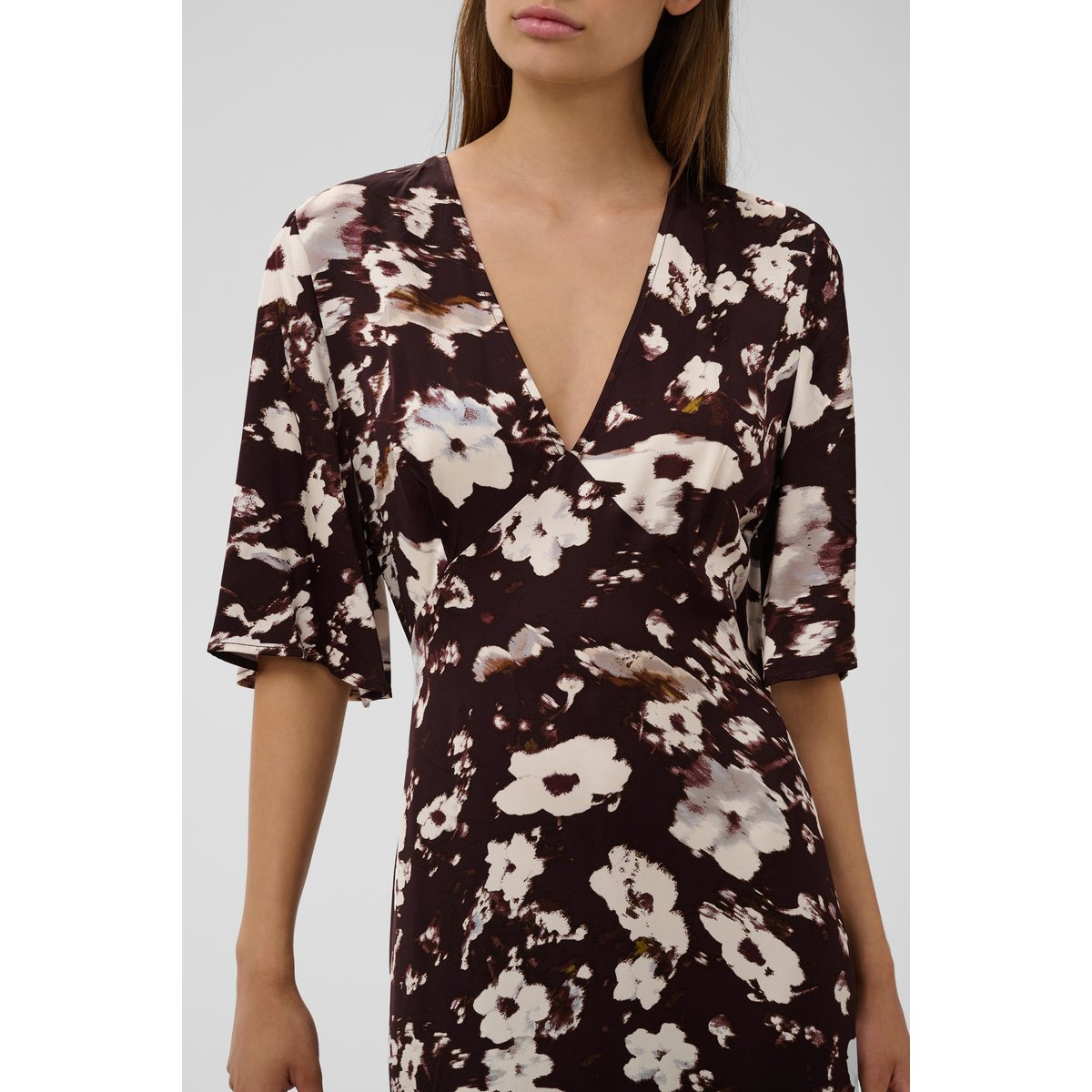 Robe marron brown flower print, SOAKED IN LUXURY
