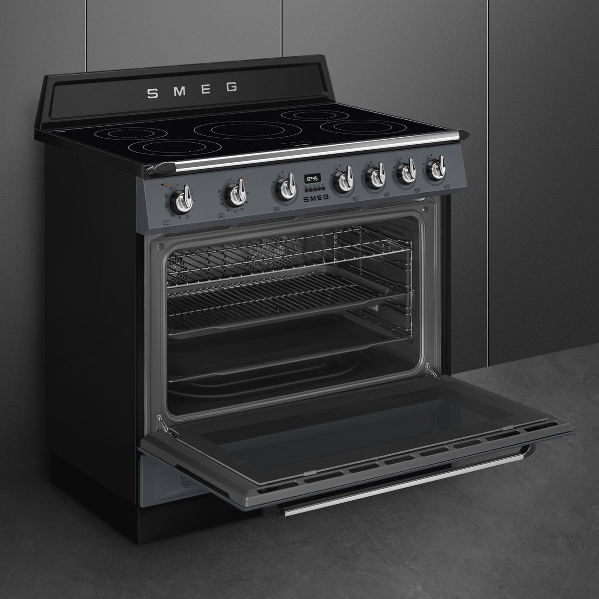 Piano de cuisson induction 90cm pyrolyse TR90 gris ardoise brillant, SMEG