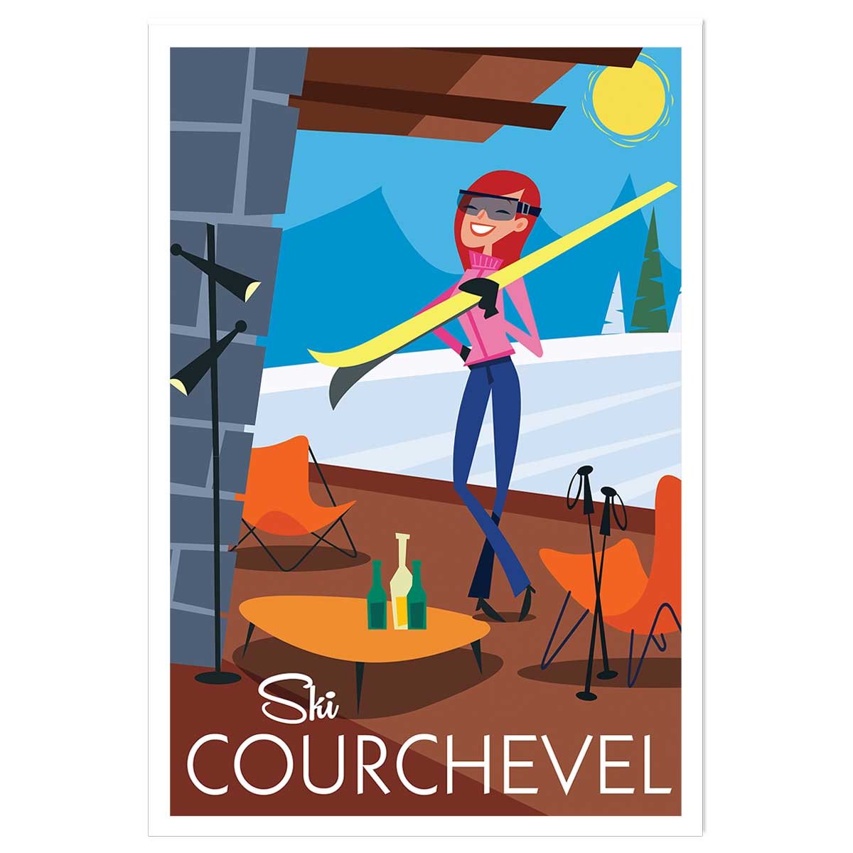 Affiche Ski à Courchevel affiche seule, HEXOA