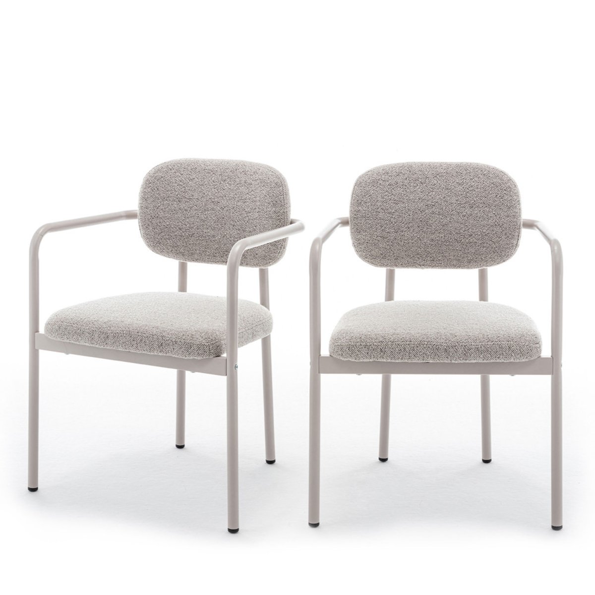 Lot de 2 fauteuils de table en tissu bouclette pieds beiges- STUART beige, DRAWER