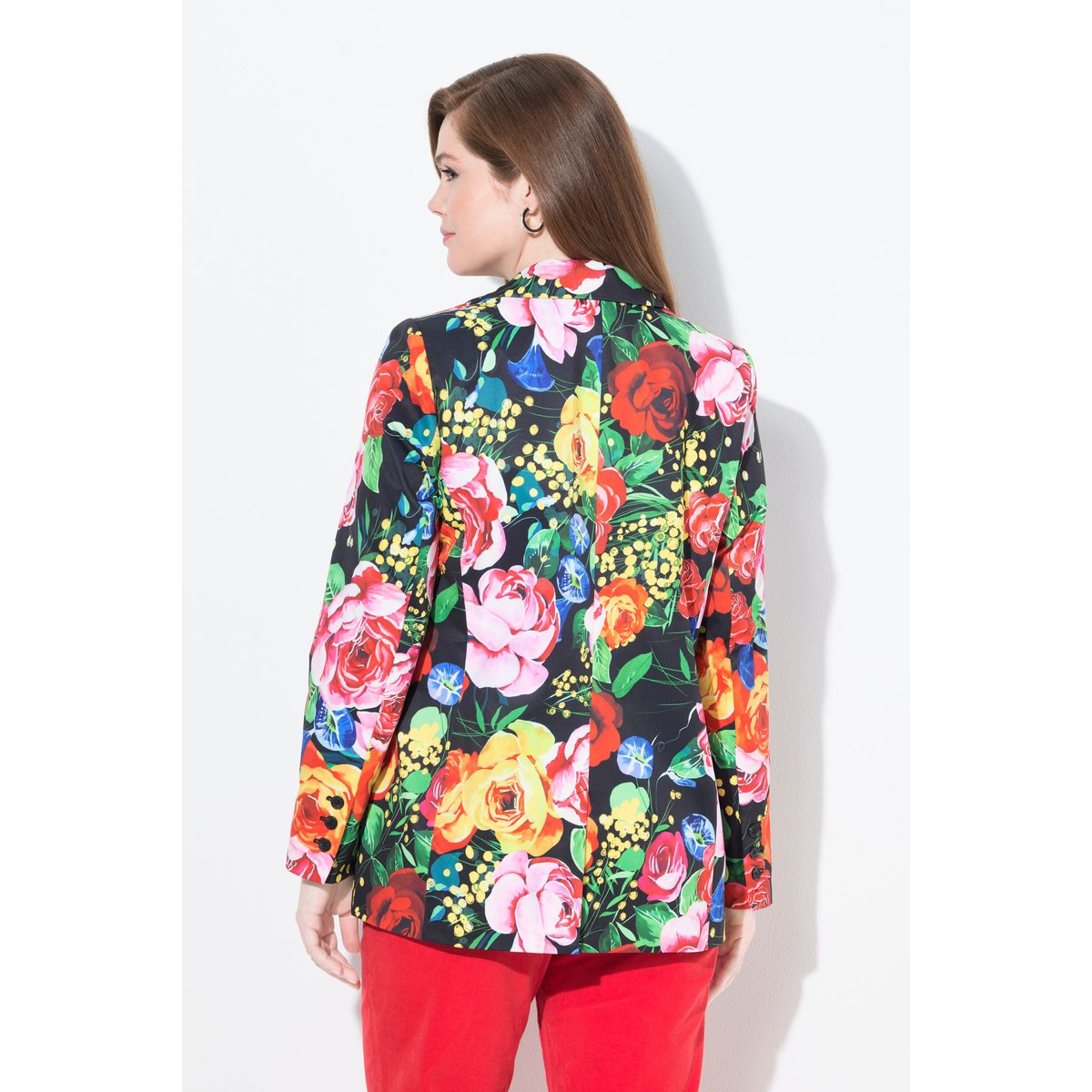 Blazer motif à fleurs noir, ULLA POPKEN