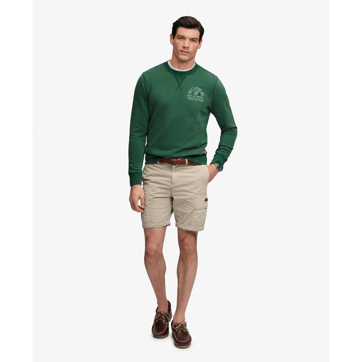 Sweatshirt Vintage Preppy Coupe Décontractée vert chasseur, SUPERDRY