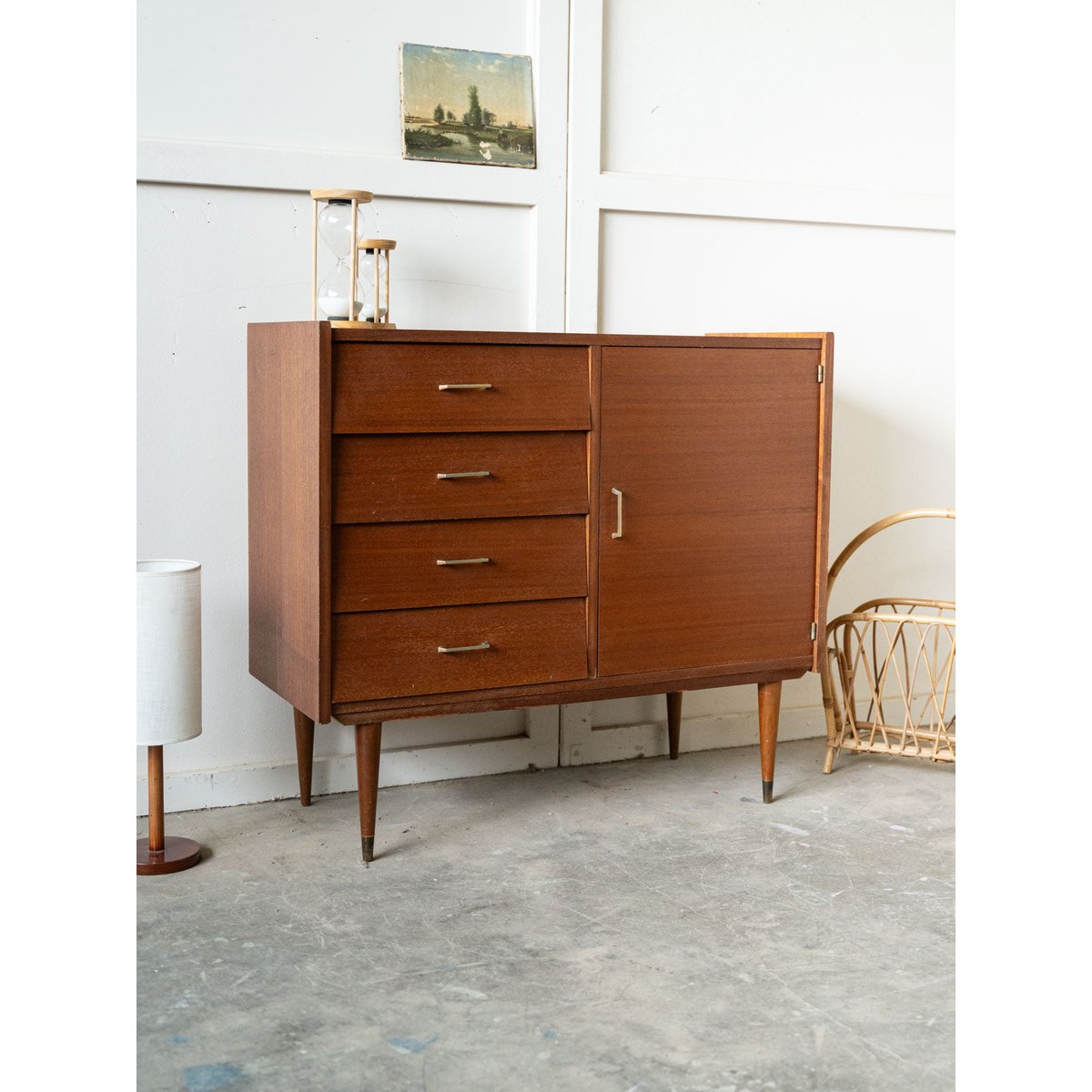 Commode années 60 Olga N°1102 - Bon état bois foncé, DEBONGOUT