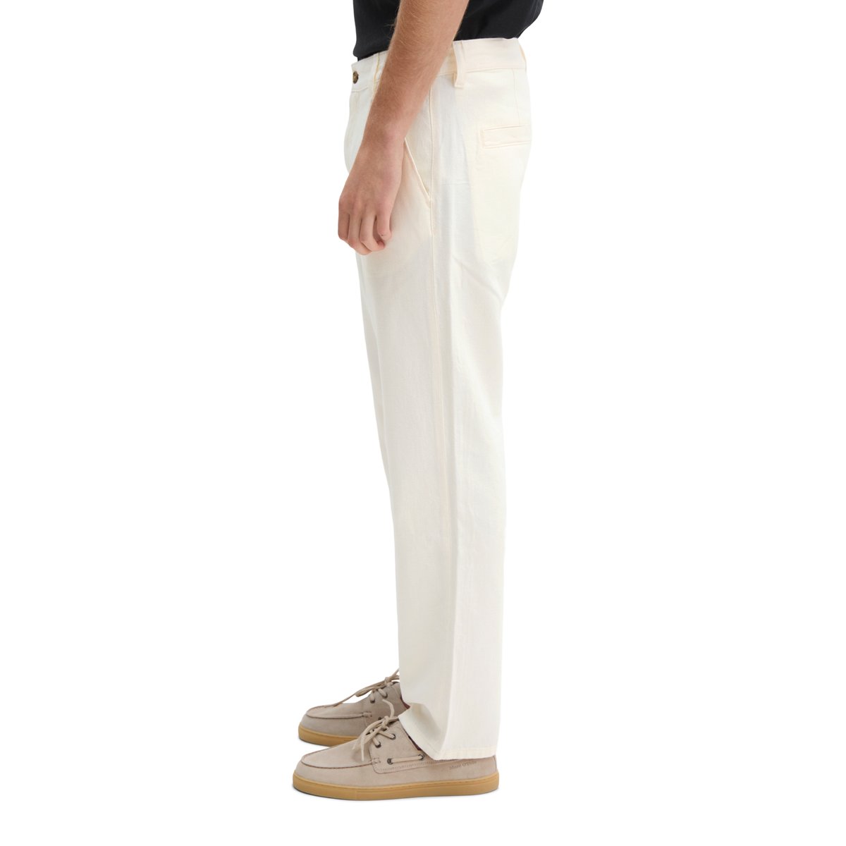 Jeans modèle Kalmo droit en coton bio et en lin blanc, MARC O'POLO