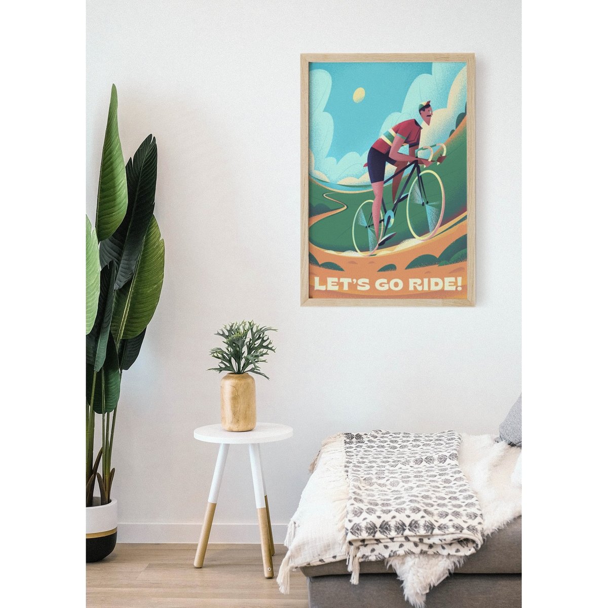 Affiche Let's go ride ! blanc, L'AFFICHERIE