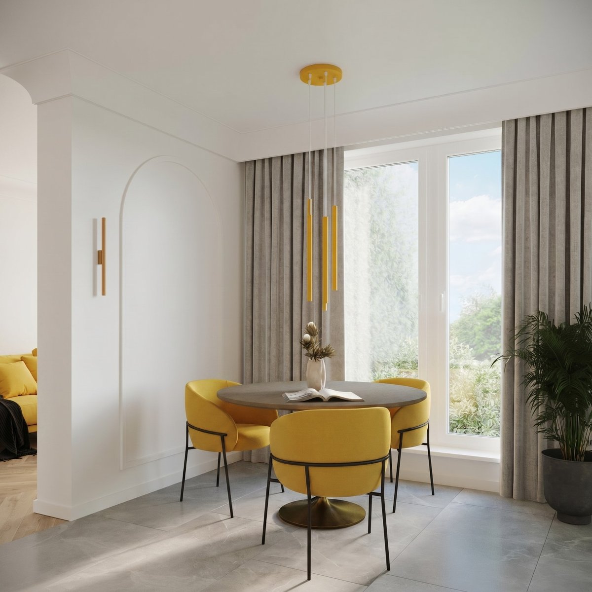 Suspension Acier Jaune G9 3 PASTELO jaune, EDEN