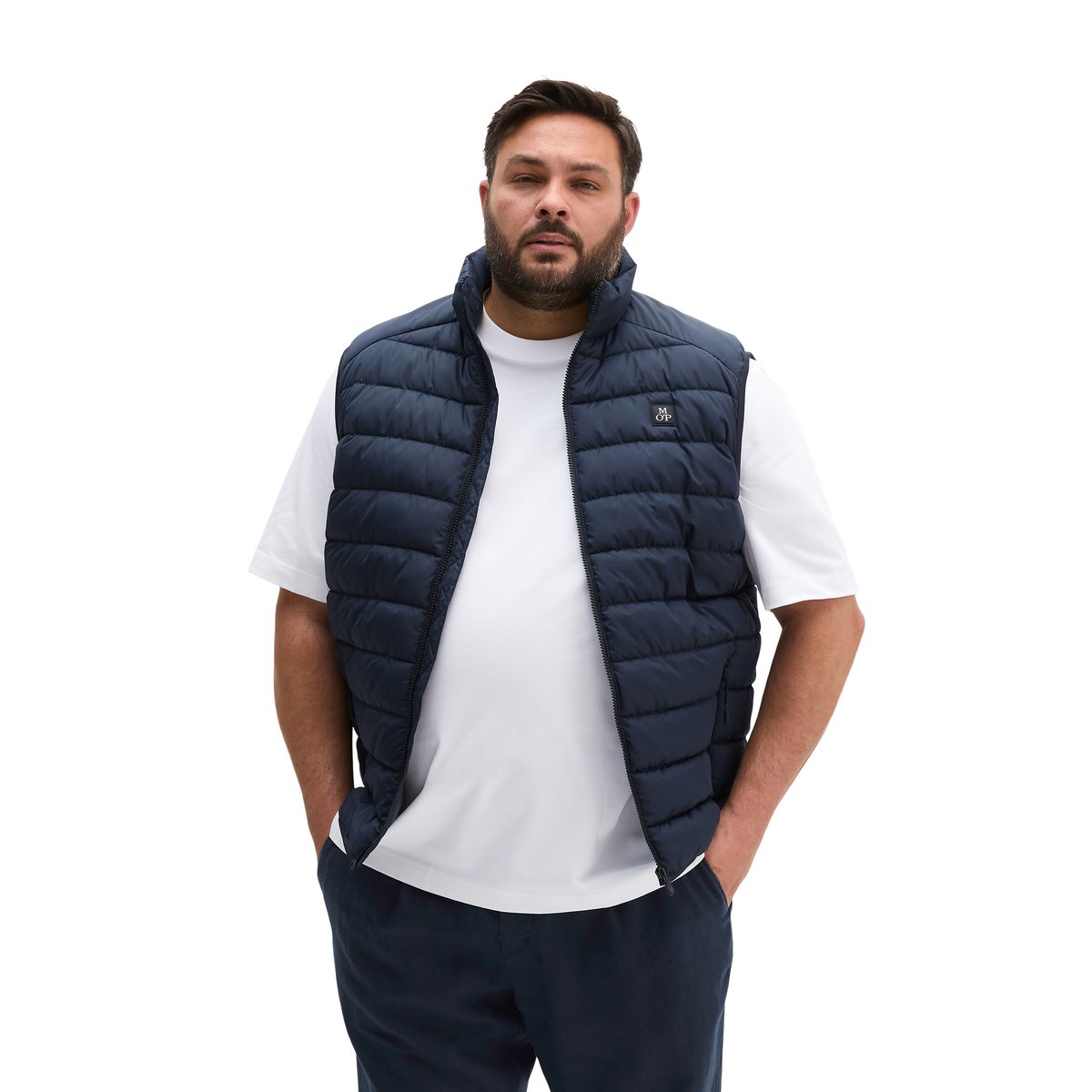 Gilet matelassé regular en qualité recyclée bleu foncé, MARC O'POLO