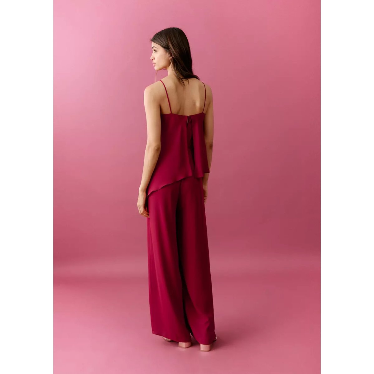 Combinaison asymétrique à volant rouge, MANGO TEEN