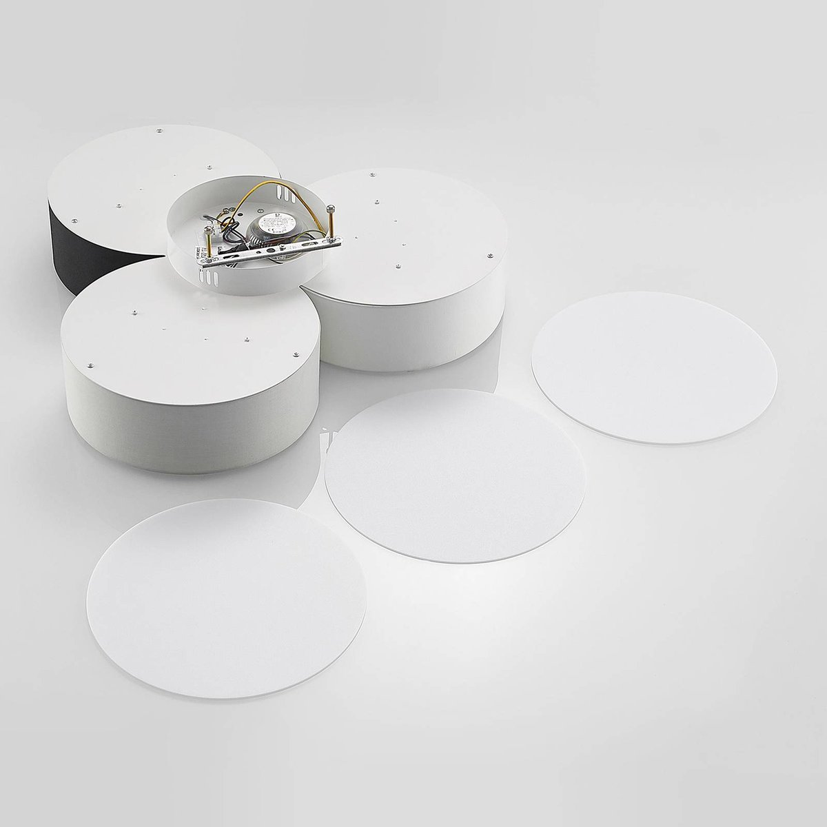 Plafonnier en textile moderneLED, Janita gris, noir, blanc, LINDBY