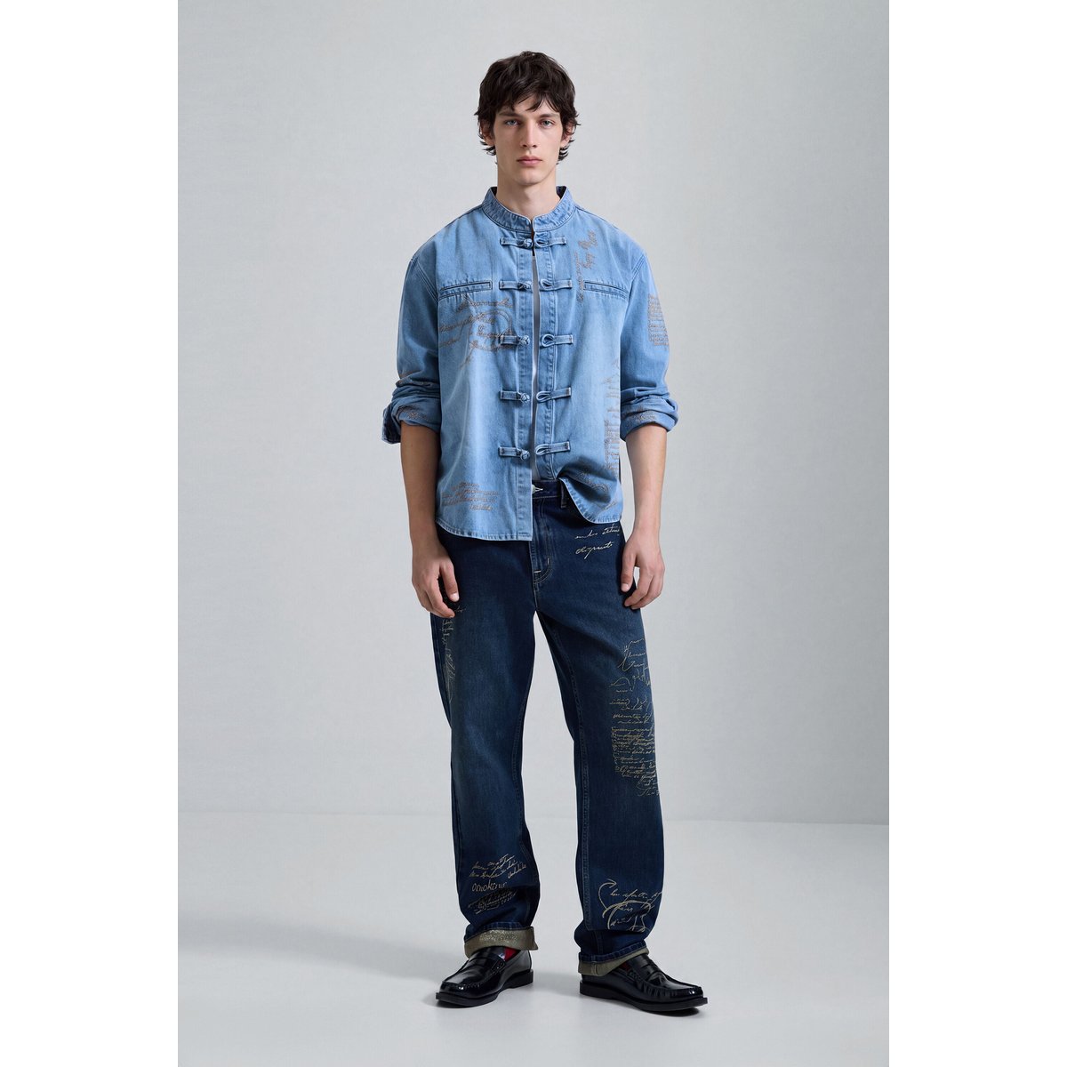 pantalon jean long uni bleu, DESIGUAL
