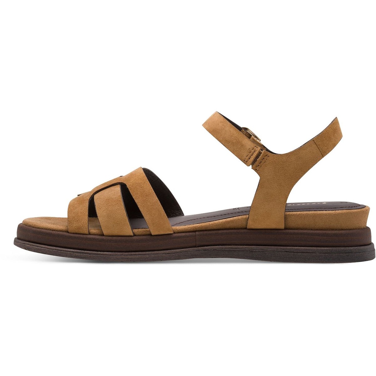 Leather Flat Sandals cognac, TAMARIS