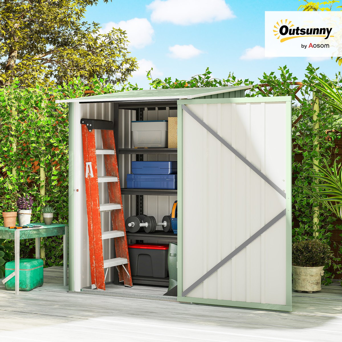 Abri de jardin Acier Vert vert clair, OUTSUNNY