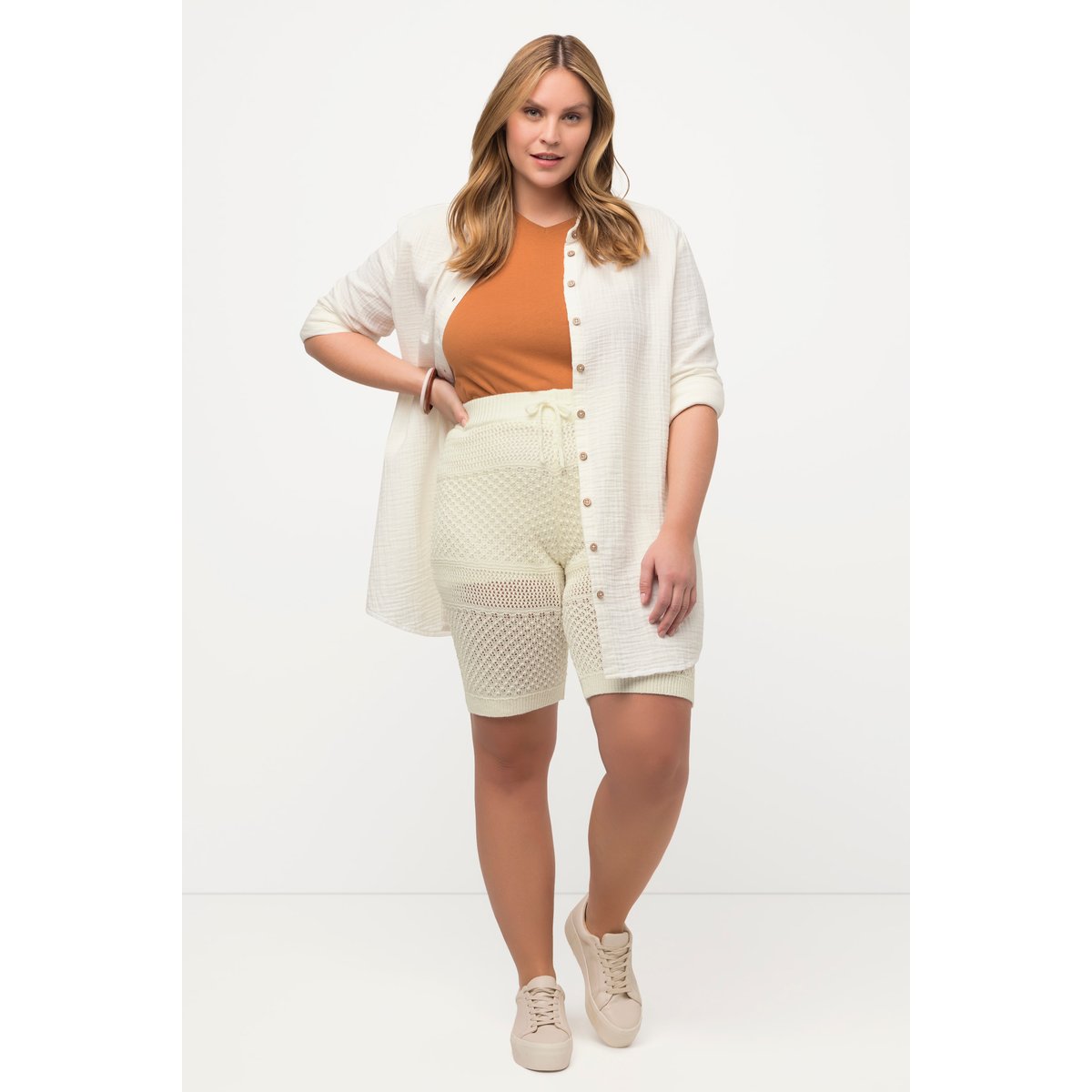 Bermuda doublé en crochet blanc cassé, ULLA POPKEN