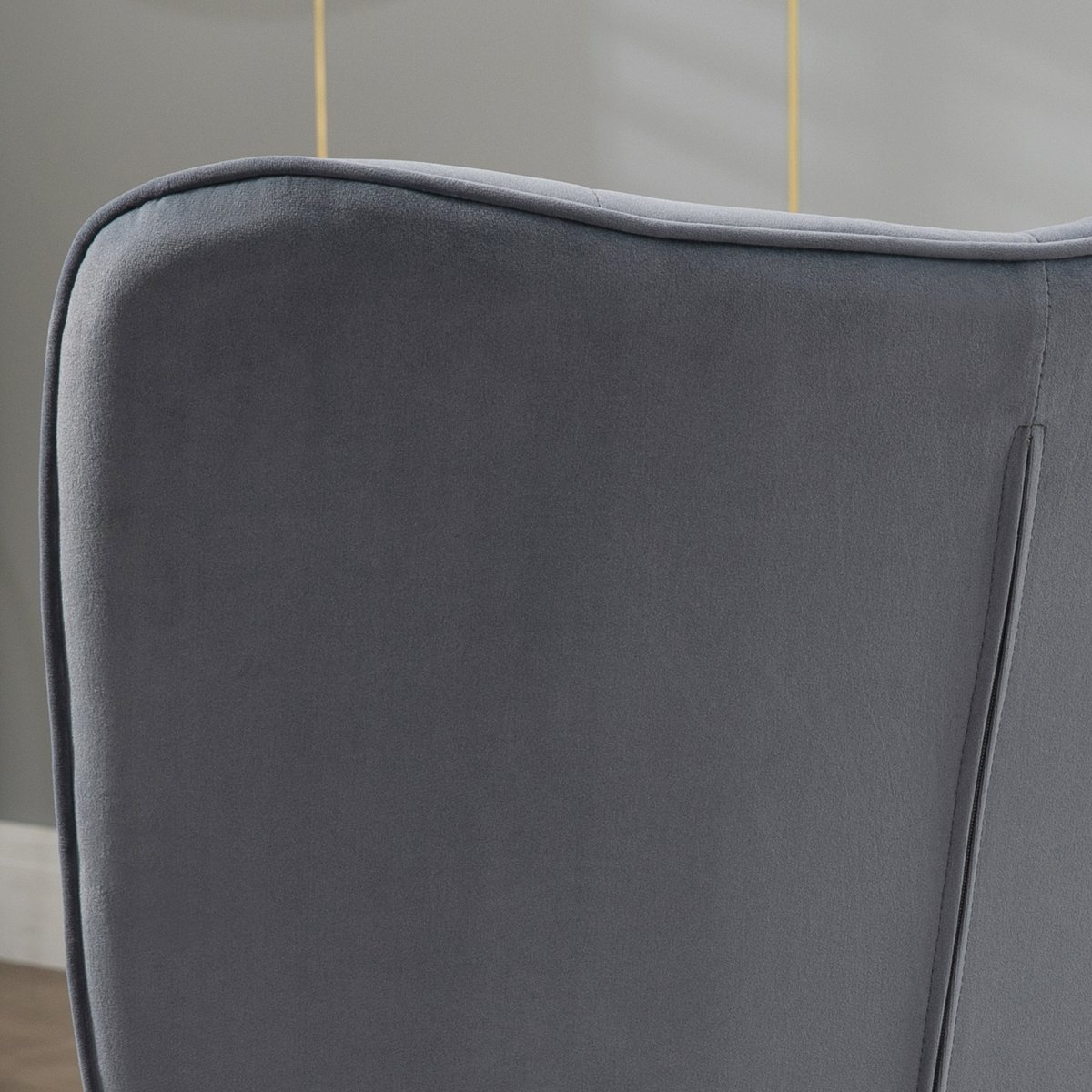 Fauteuil d'appoint avec repose-pieds Velours gris foncé, pieds dorés, HOMCOM