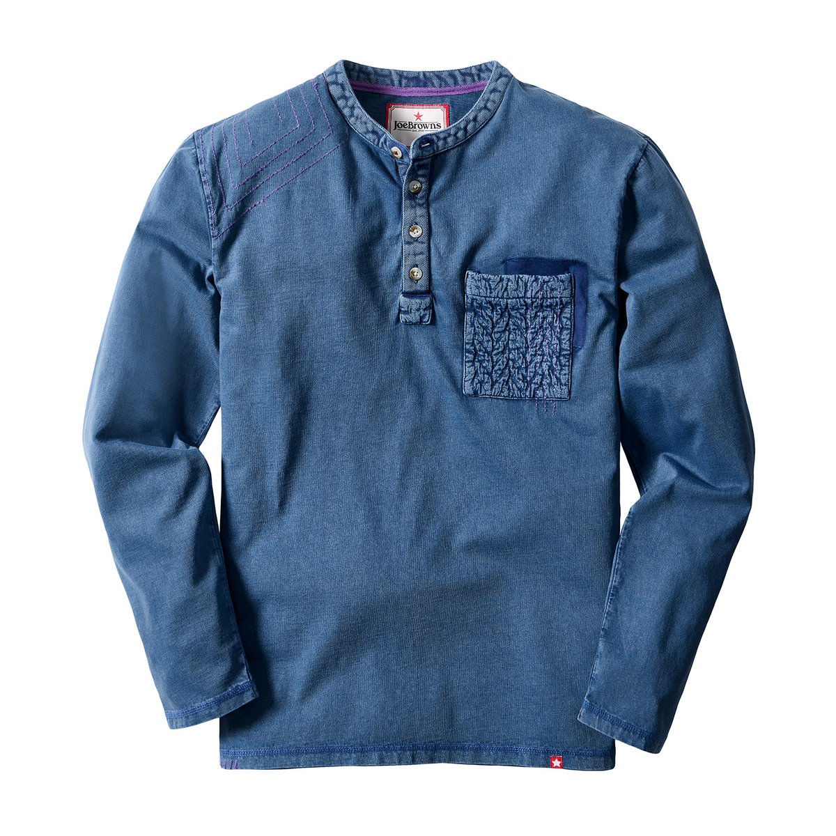 Incroyable Henley Indigo Personnalisé bleu, JOE BROWNS