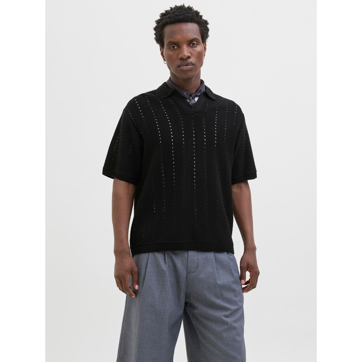 Polo Tricoté noire - black, JACK & JONES