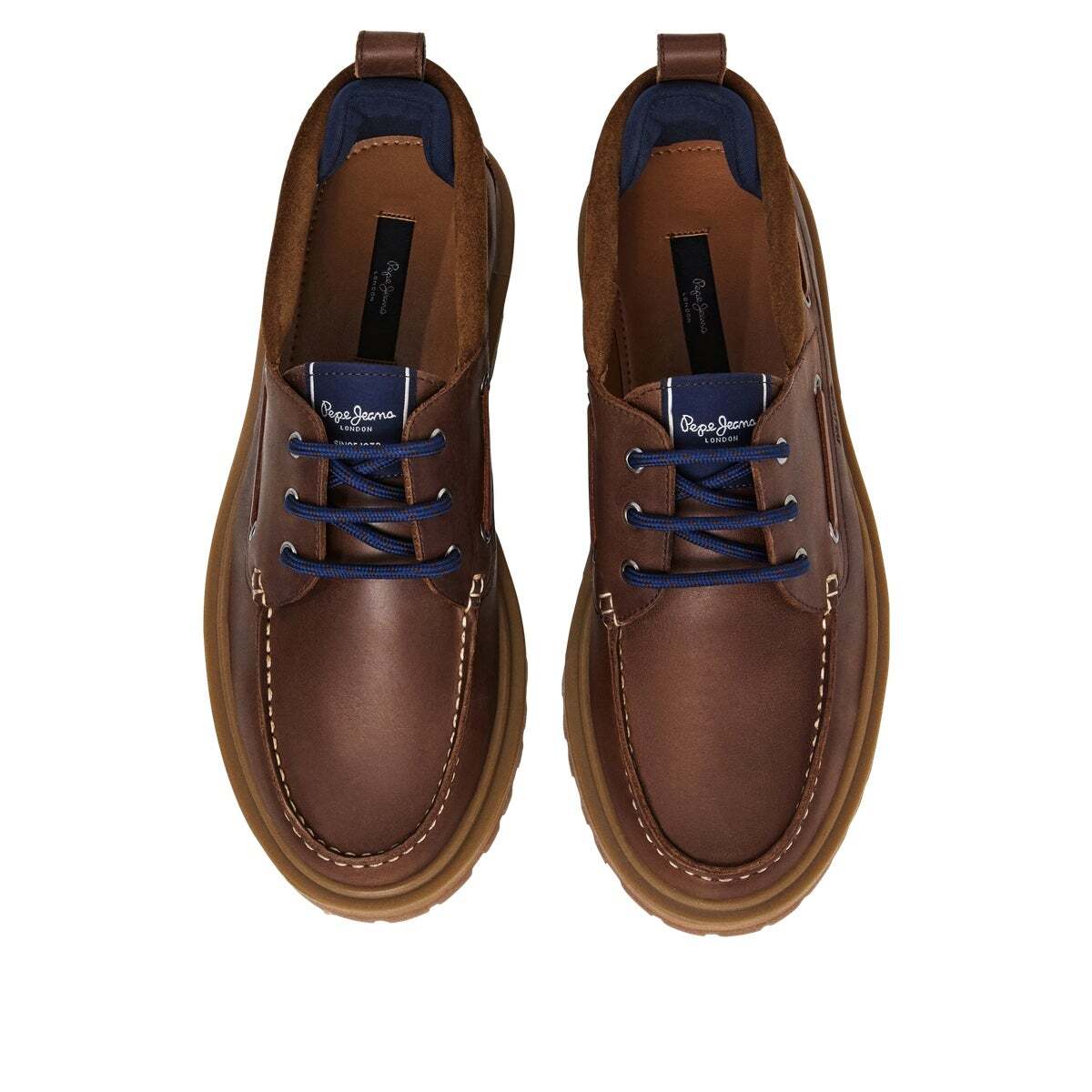 Baskets Bateau En Cuir brun, PEPE JEANS