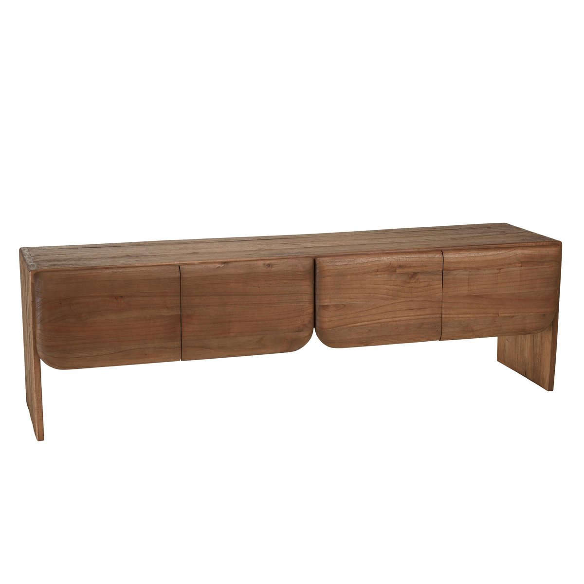 Meuble TV 4 portes en bois de mindi ARCUS bois naturel, PIER IMPORT