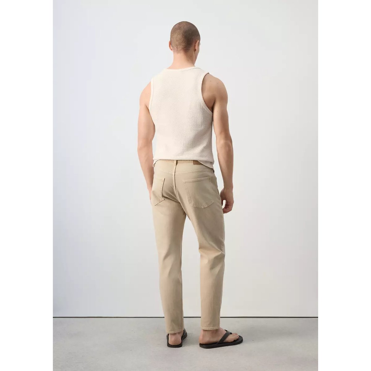 Débardeur slim-fit en coton blanc cassé, MANGO MAN