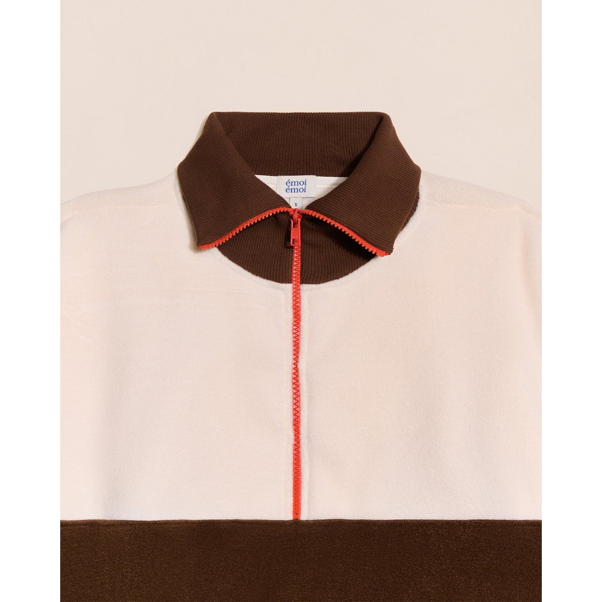 Sweat bicolore en polaire recyclée, POLAIRE ZIPPÉE marron - chocolat/crème, EMOI EMOI
