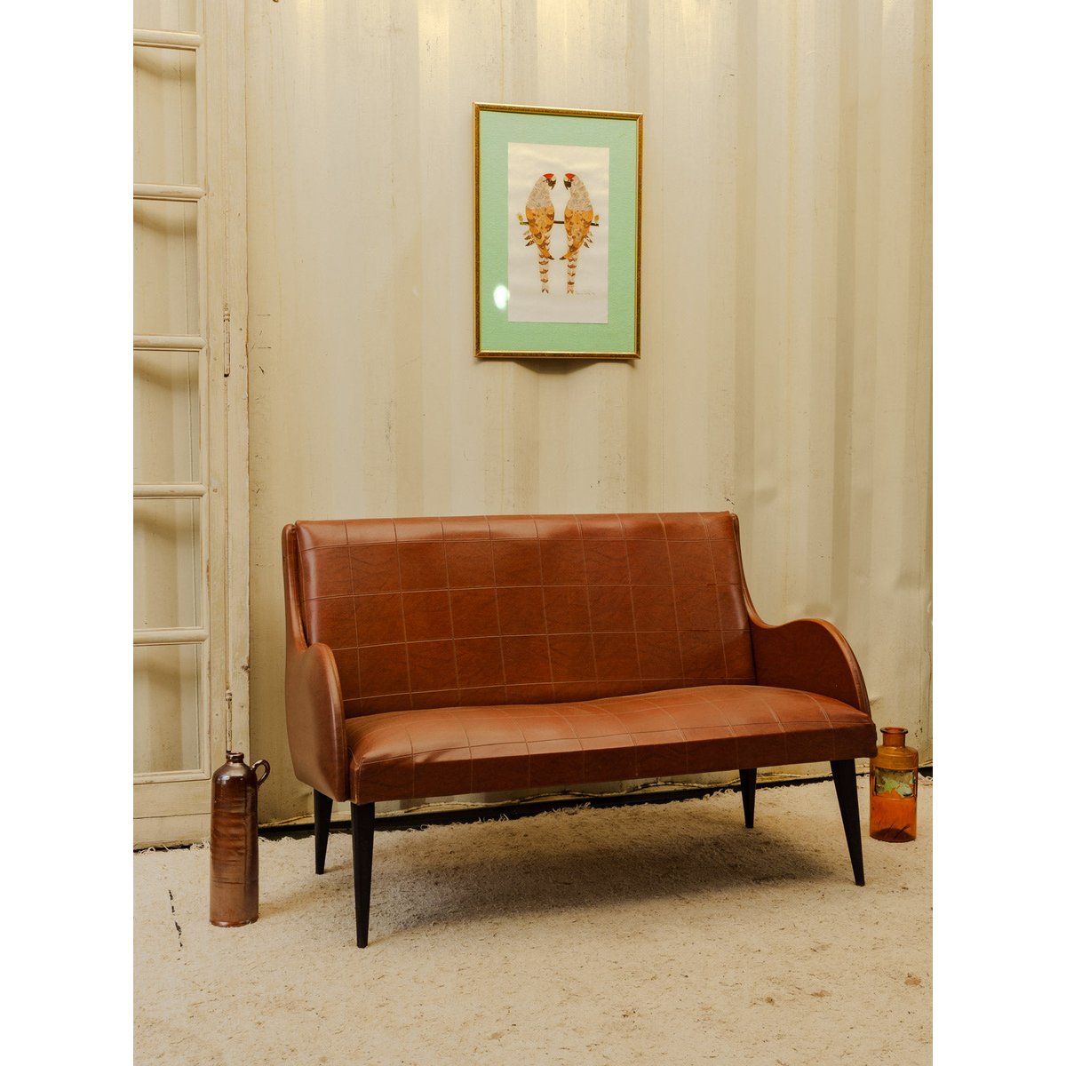 Banquette en cuir marron Clara N°158 - Bon état marron, DEBONGOUT