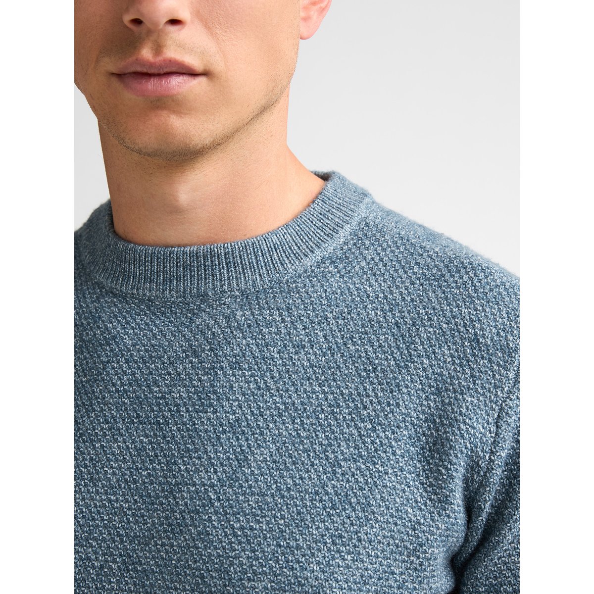 Pull col rond chiné steelstone bleu storm blue, PETROL INDUSTRIES