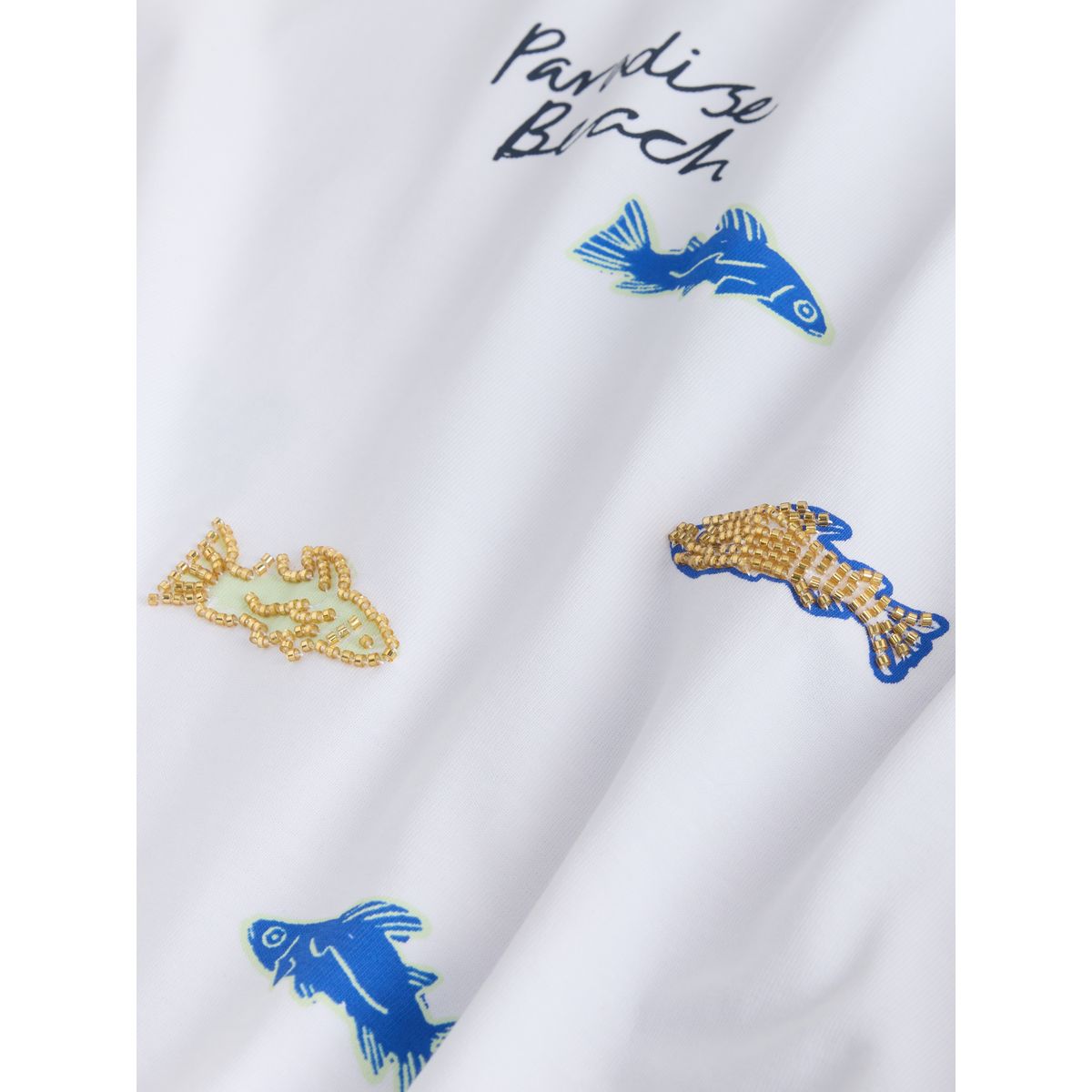 T-shirt ras du cou à imprimés ornés de perles blanc, NEXT